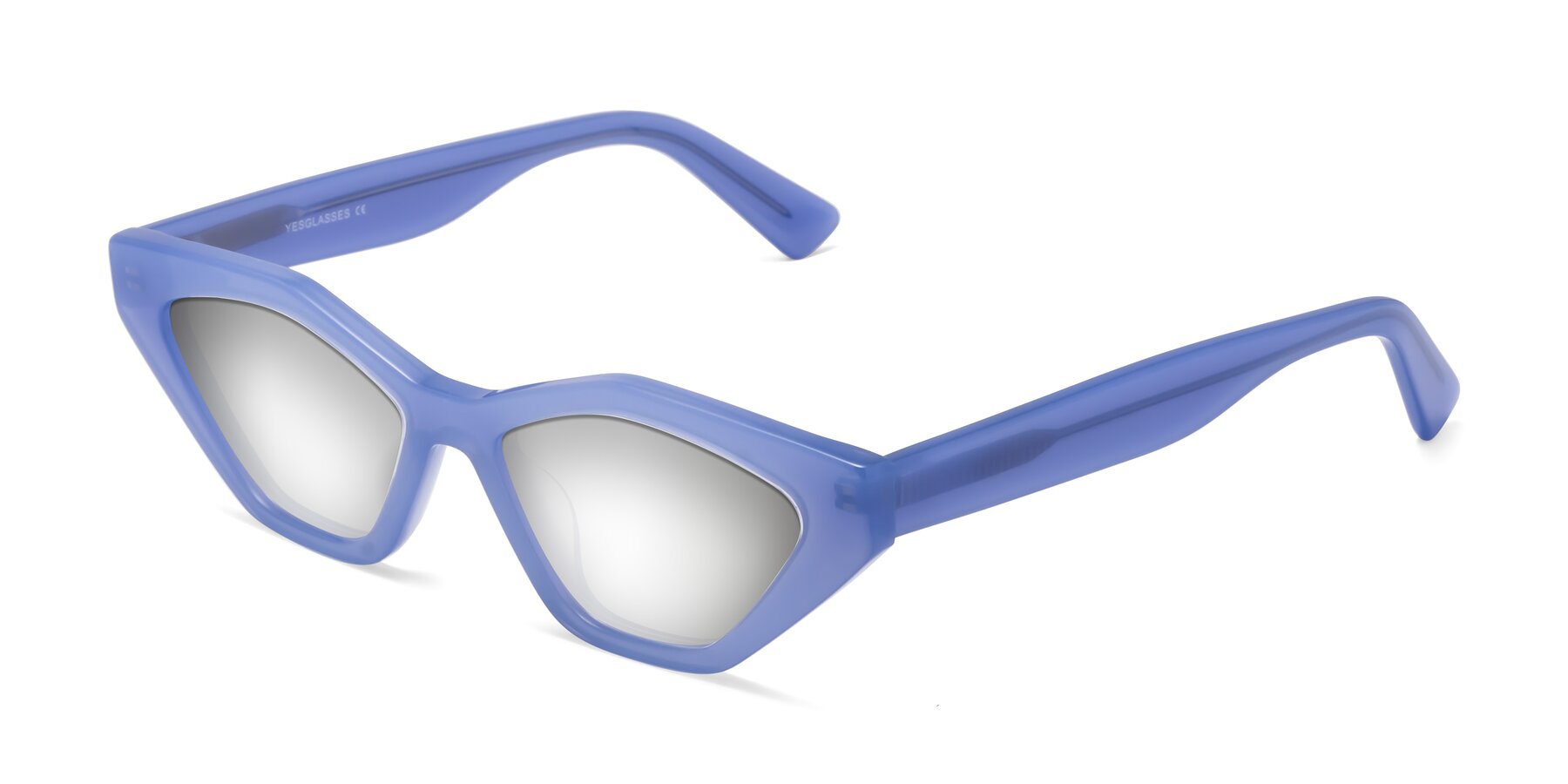 Angle of Riley in Sky Blue with Silver Mirrored Lenses