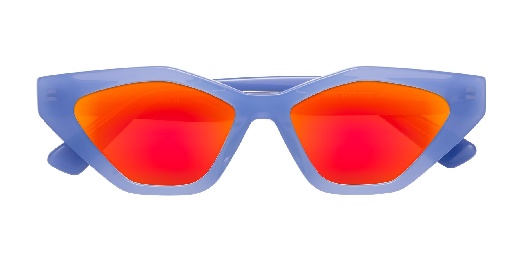 Folded Front of Riley in Sky Blue with Red Gold Mirrored Lenses
