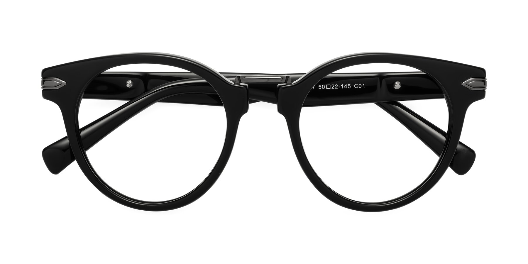 Folded Front of Alfonso in Black with Clear Blue Light Blocking Lenses