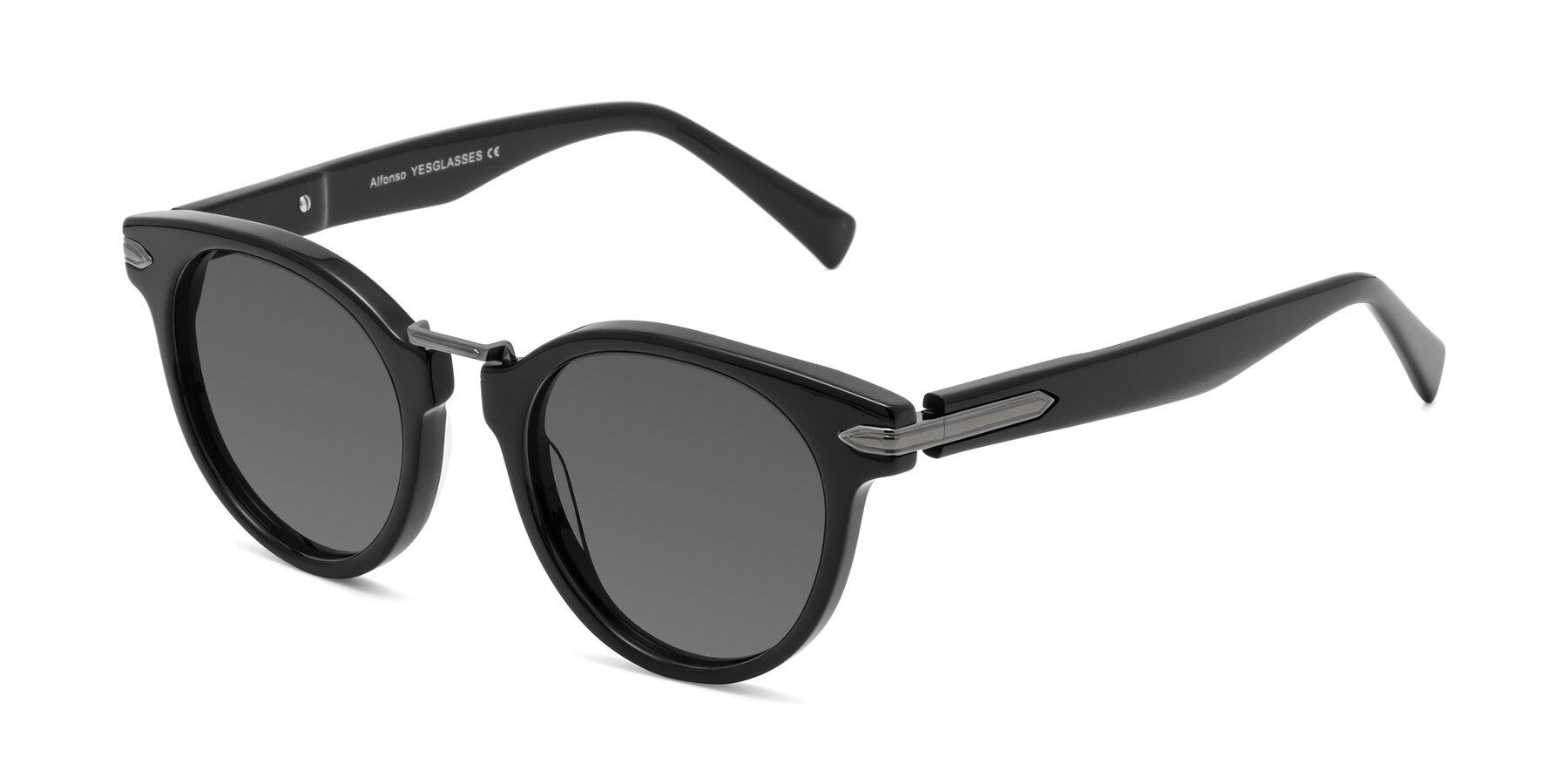 Angle of Alfonso in Black with Medium Gray Tinted Lenses