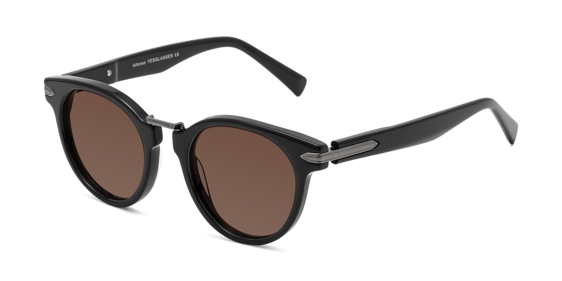 Angle of Alfonso in Black with Brown Tinted Lenses