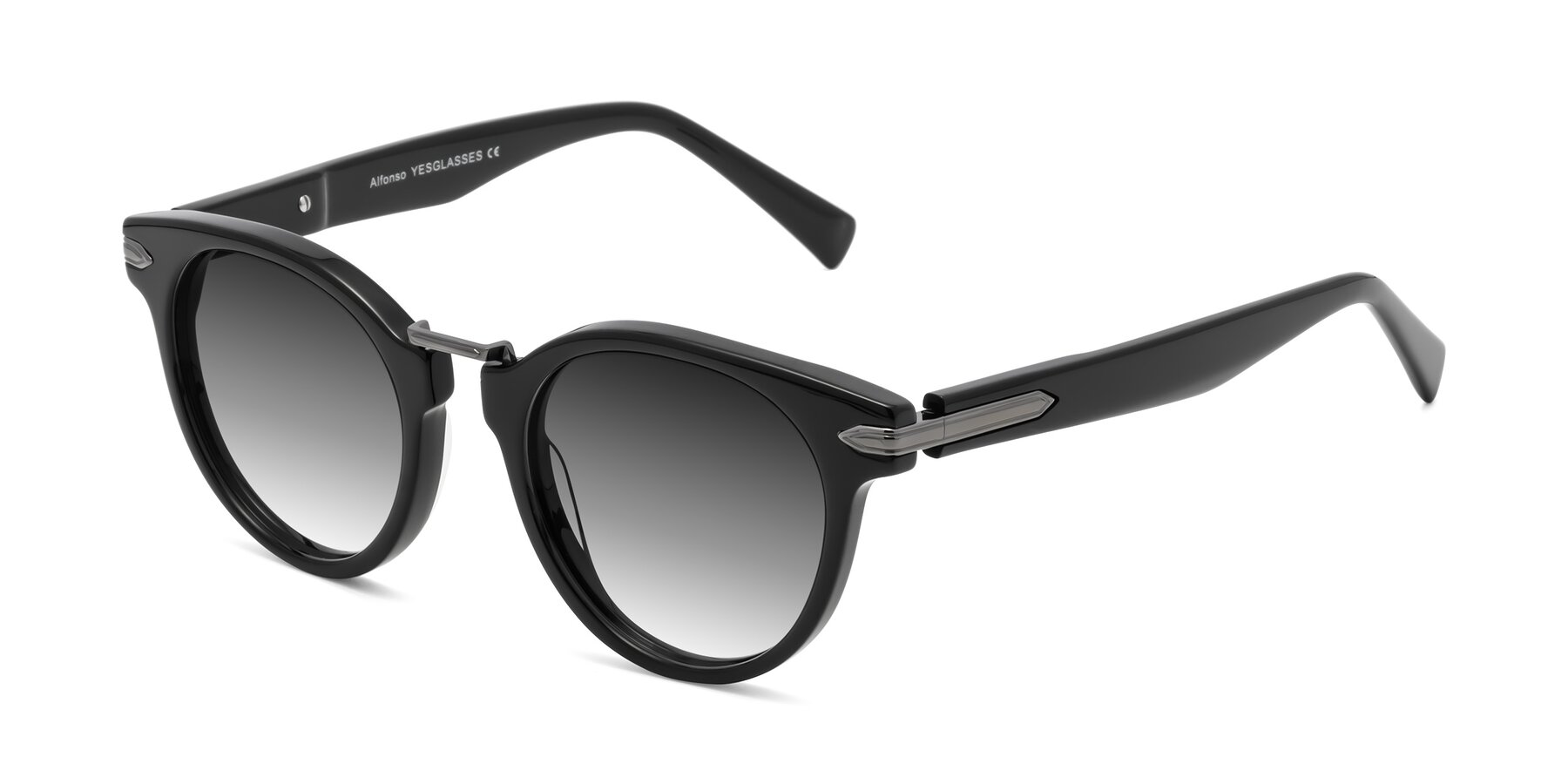 Angle of Alfonso in Black with Gray Gradient Lenses