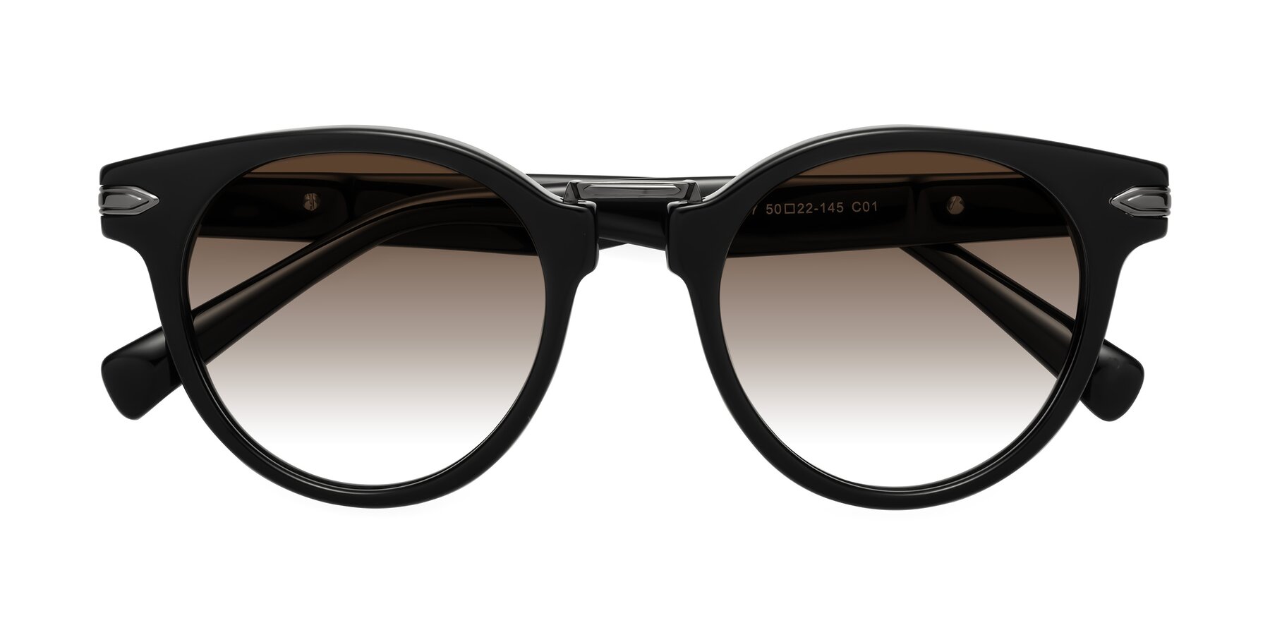 Folded Front of Alfonso in Black with Brown Gradient Lenses