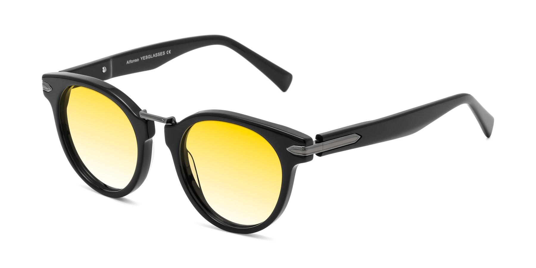 Angle of Alfonso in Black with Yellow Gradient Lenses