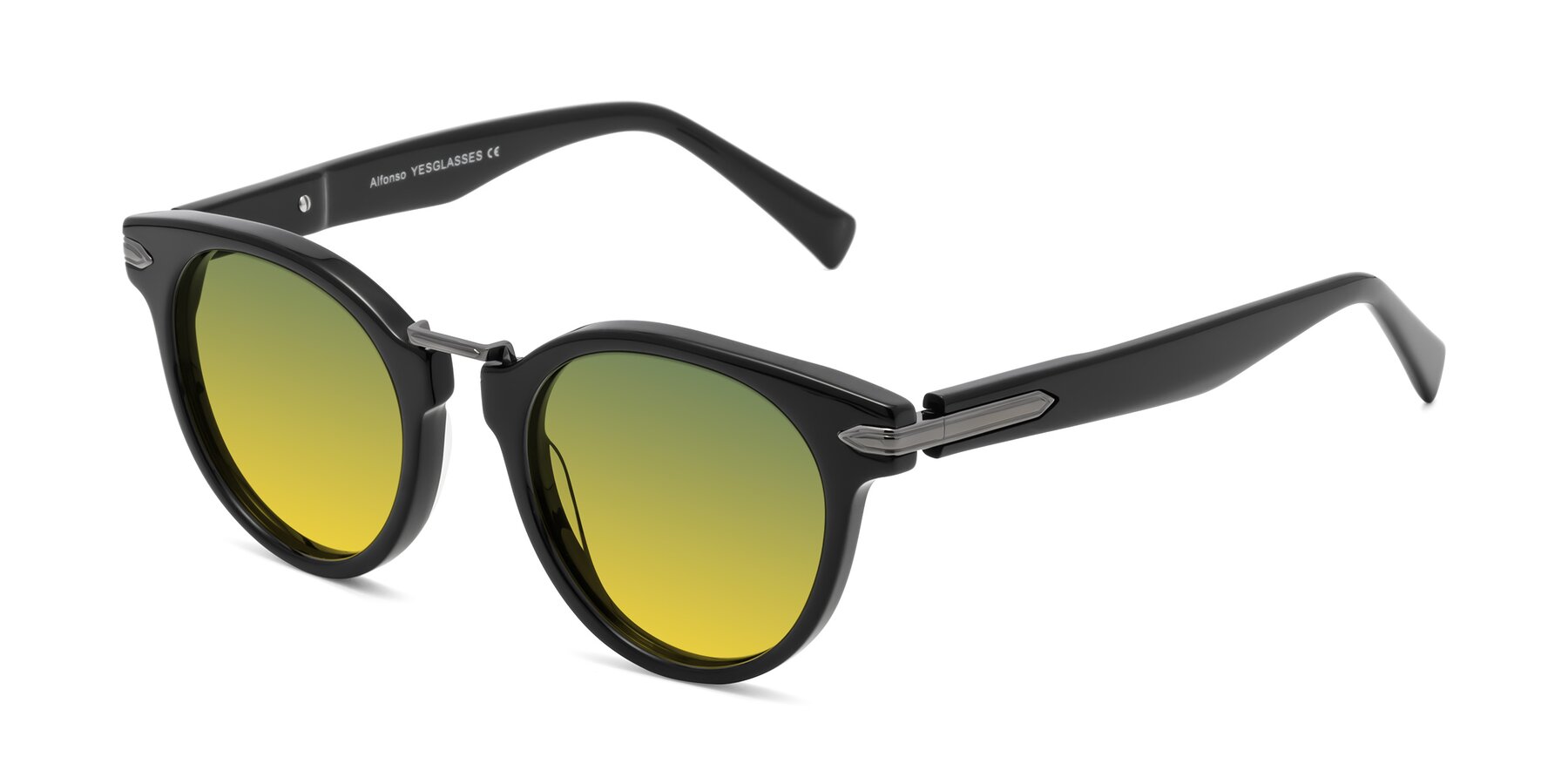 Angle of Alfonso in Black with Green / Yellow Gradient Lenses
