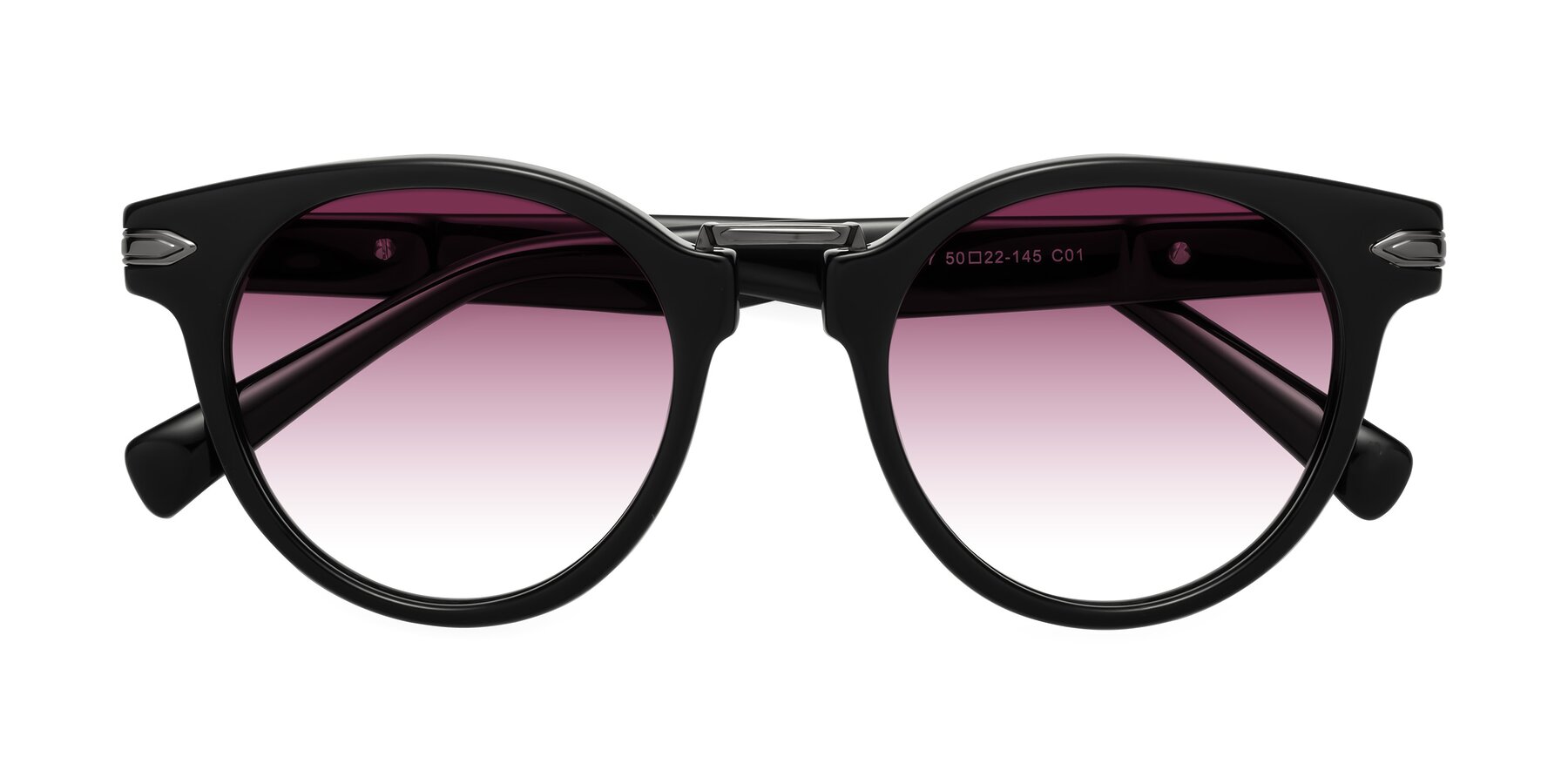 Folded Front of Alfonso in Black with Wine Gradient Lenses