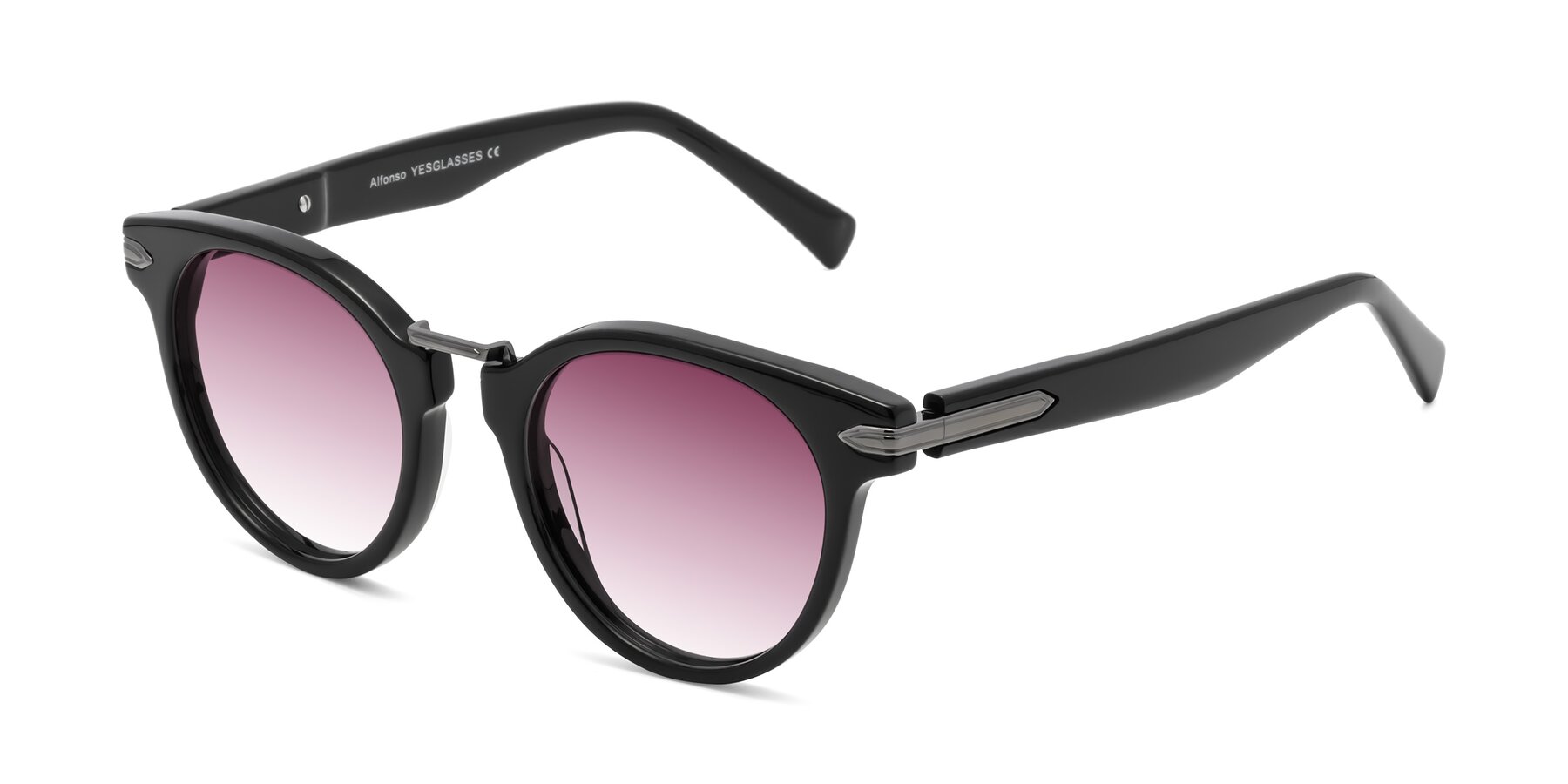 Angle of Alfonso in Black with Wine Gradient Lenses