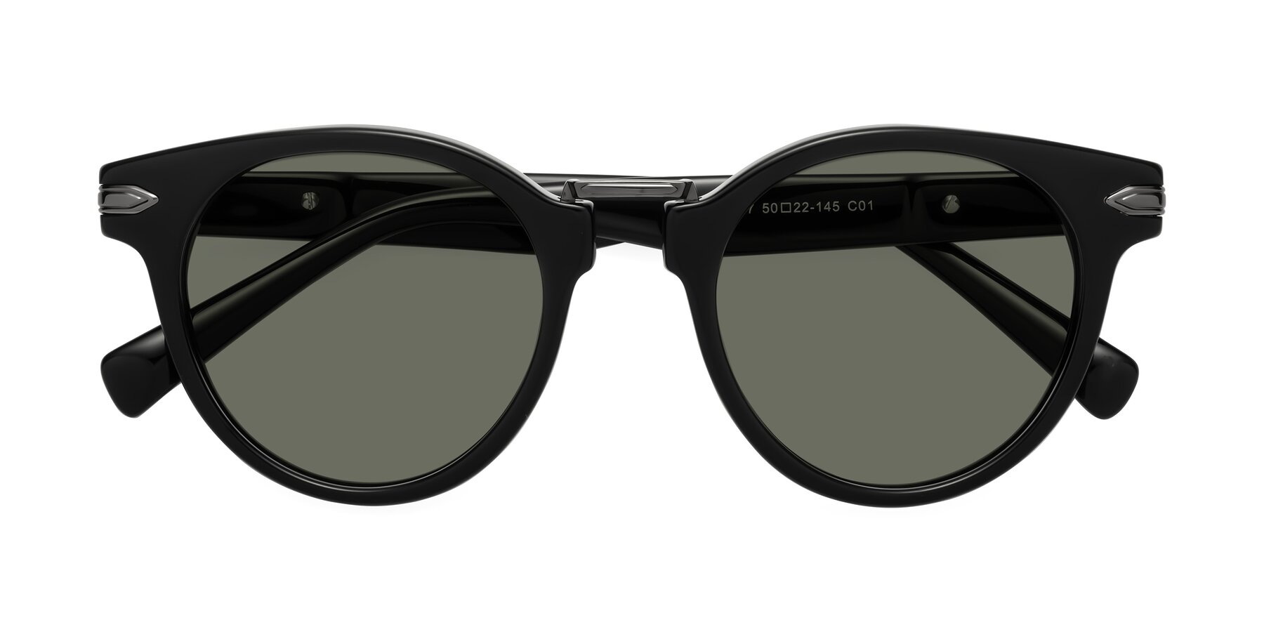 Folded Front of Alfonso in Black with Gray Polarized Lenses