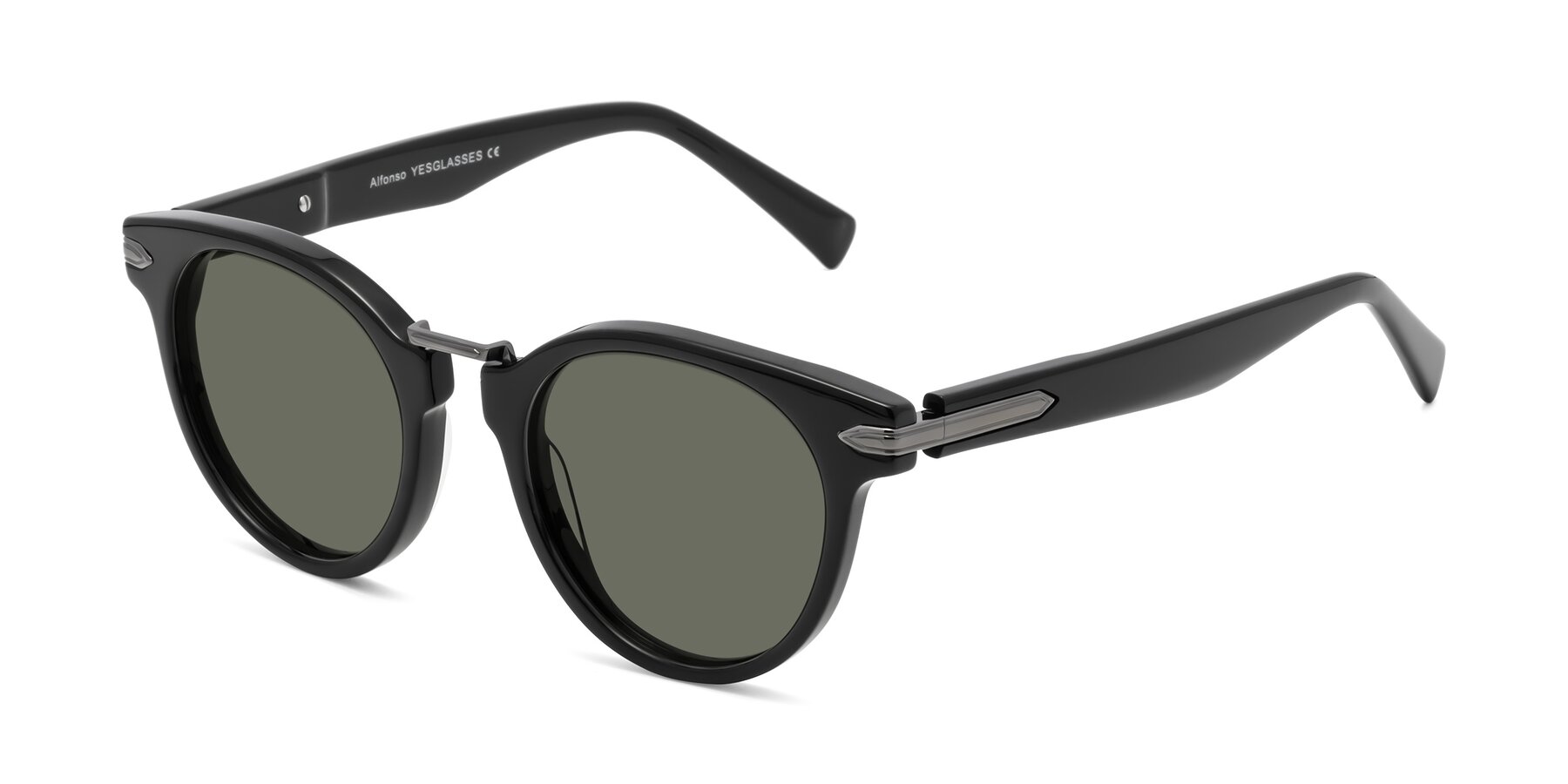 Angle of Alfonso in Black with Gray Polarized Lenses