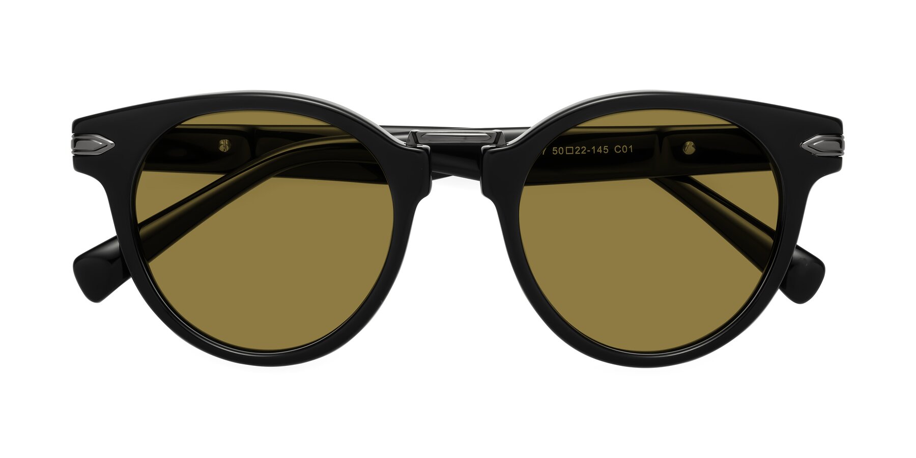 Folded Front of Alfonso in Black with Brown Polarized Lenses