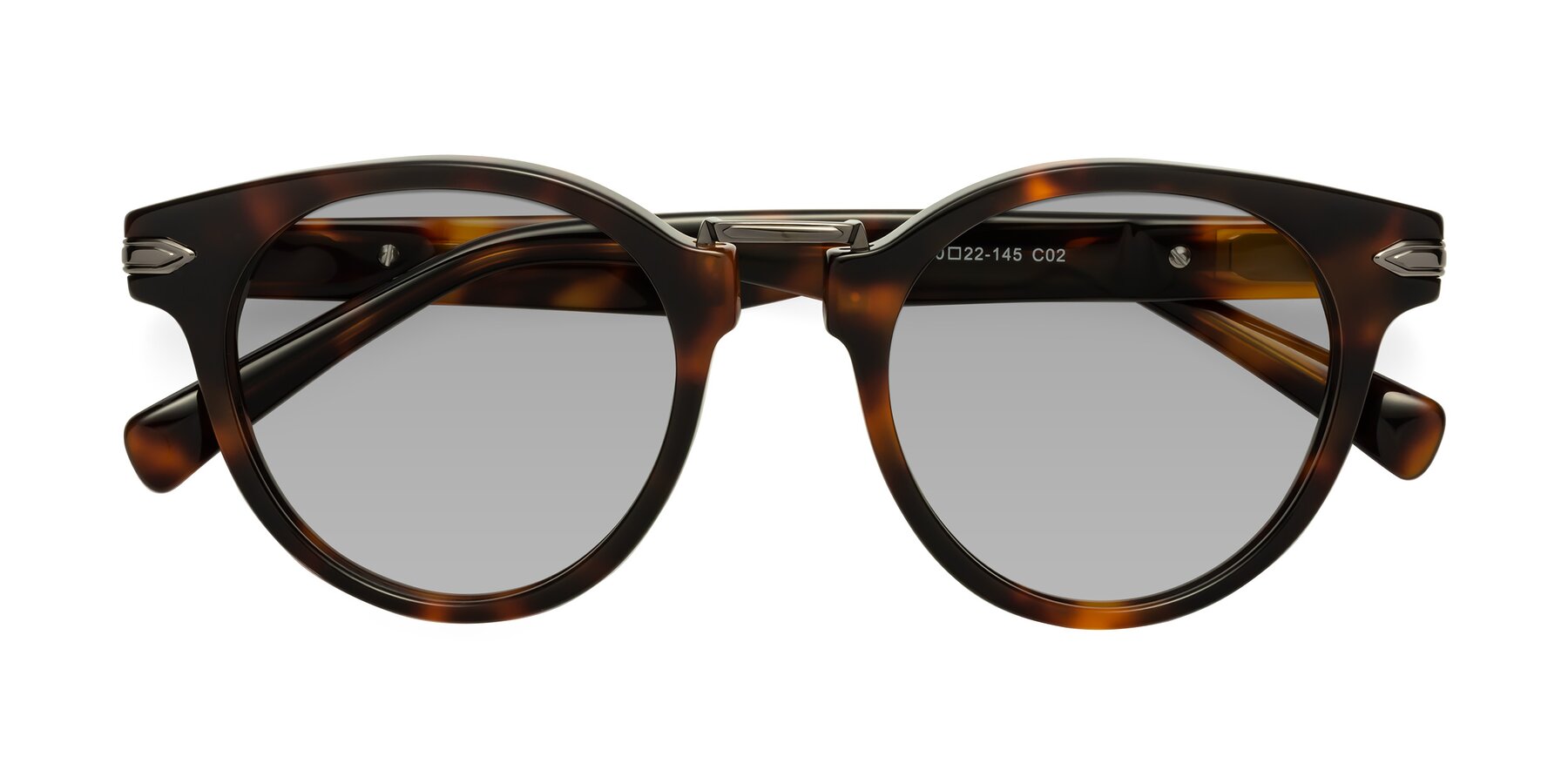 Folded Front of Alfonso in Tortoise with Light Gray Tinted Lenses
