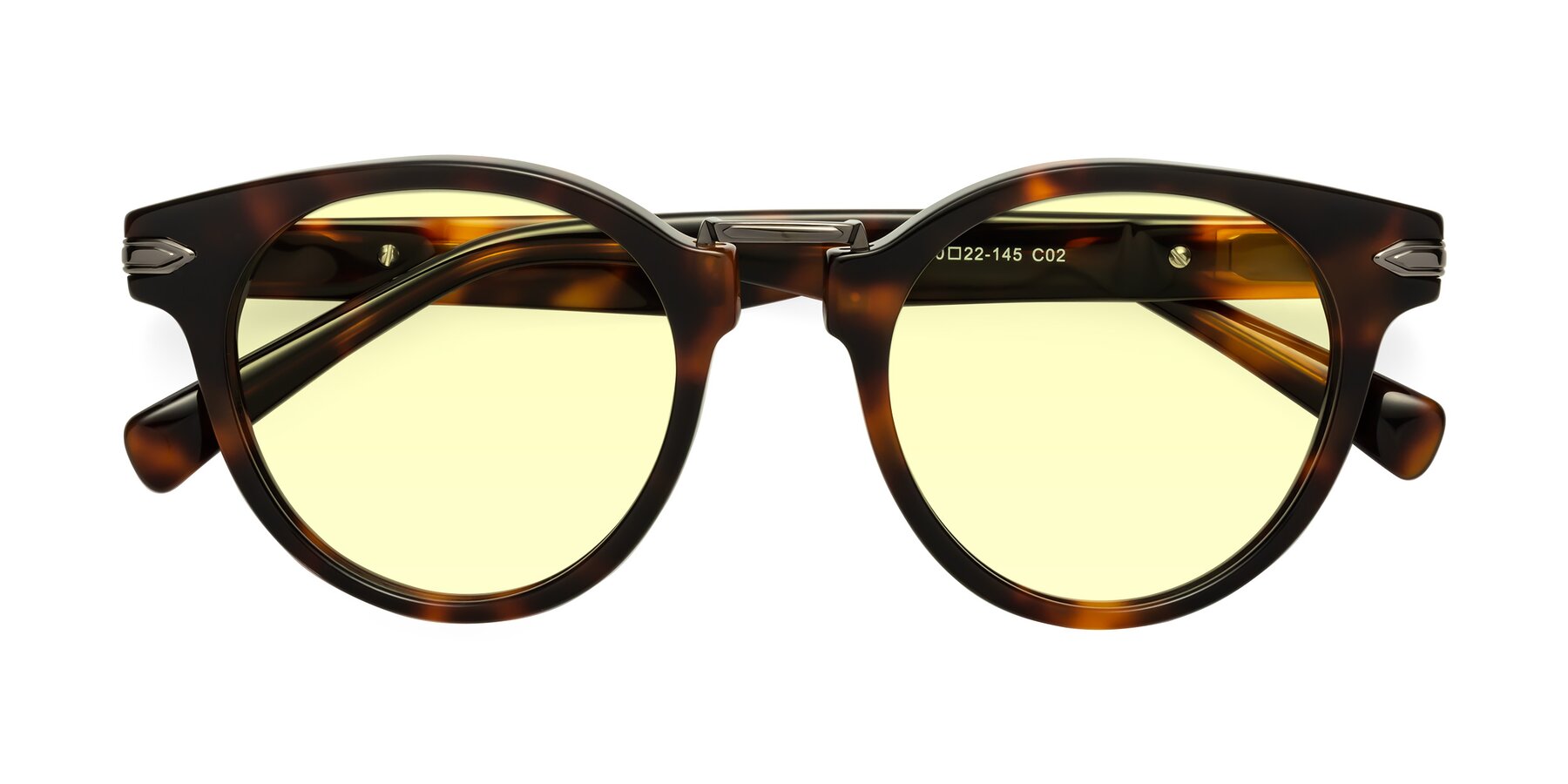 Folded Front of Alfonso in Tortoise with Light Yellow Tinted Lenses