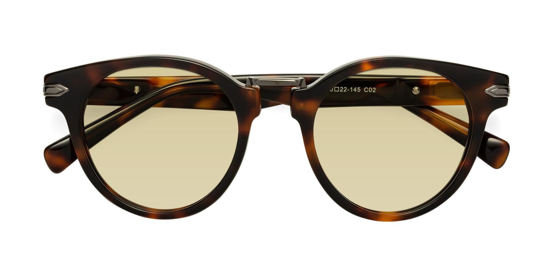 Folded Front of Alfonso in Tortoise with Light Champagne Tinted Lenses