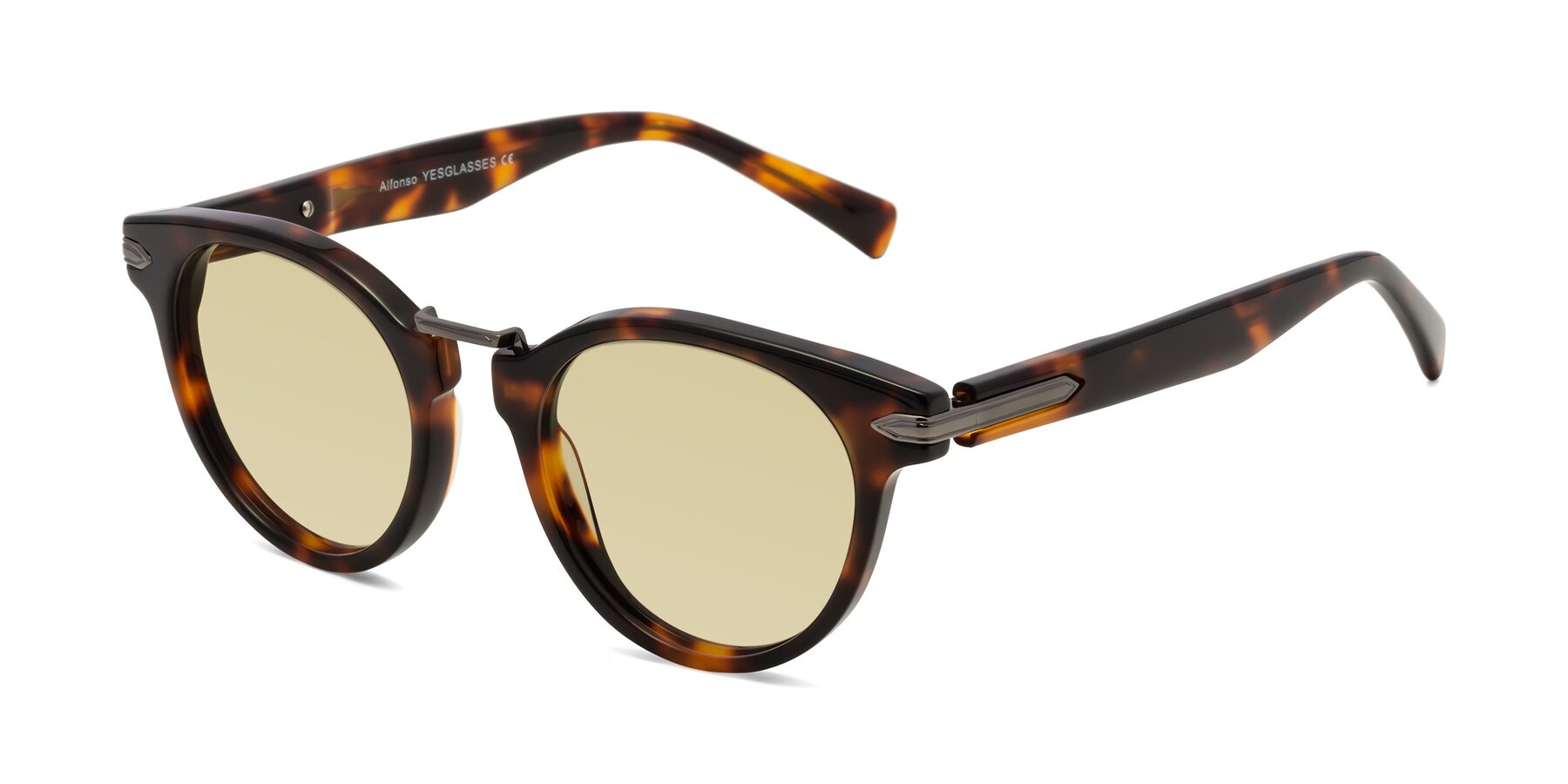 Angle of Alfonso in Tortoise with Light Champagne Tinted Lenses