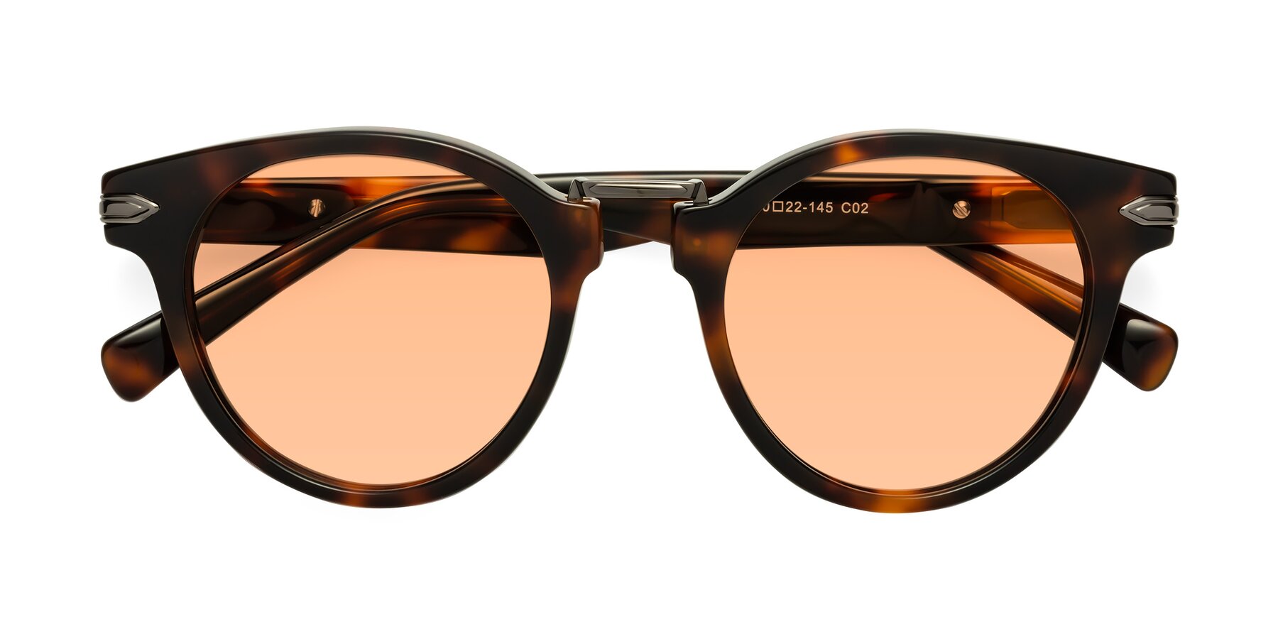 Folded Front of Alfonso in Tortoise with Light Orange Tinted Lenses