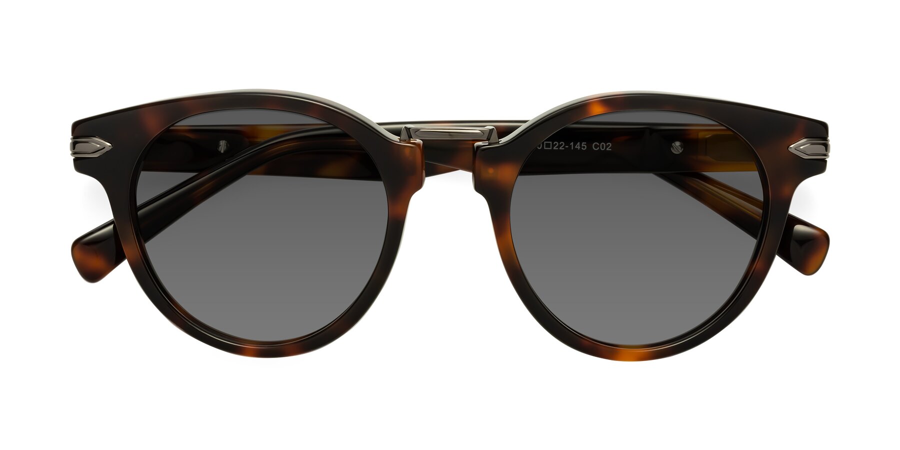 Folded Front of Alfonso in Tortoise with Medium Gray Tinted Lenses