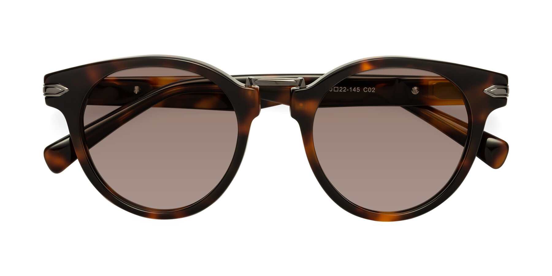 Folded Front of Alfonso in Tortoise with Medium Brown Tinted Lenses