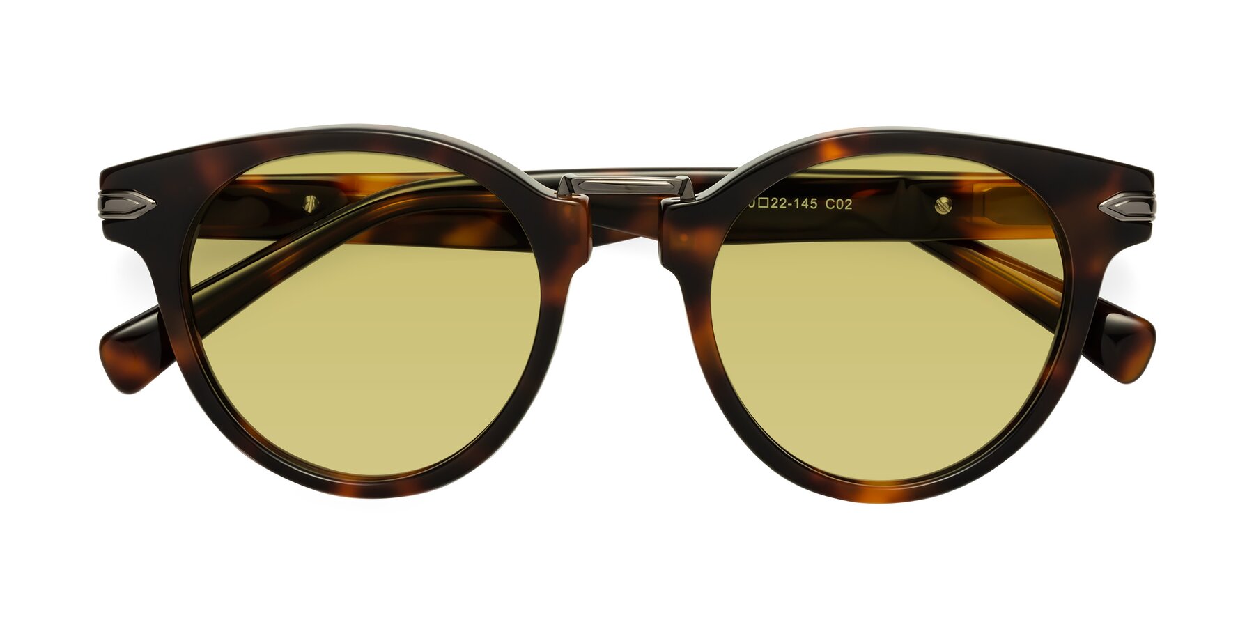 Folded Front of Alfonso in Tortoise with Medium Champagne Tinted Lenses