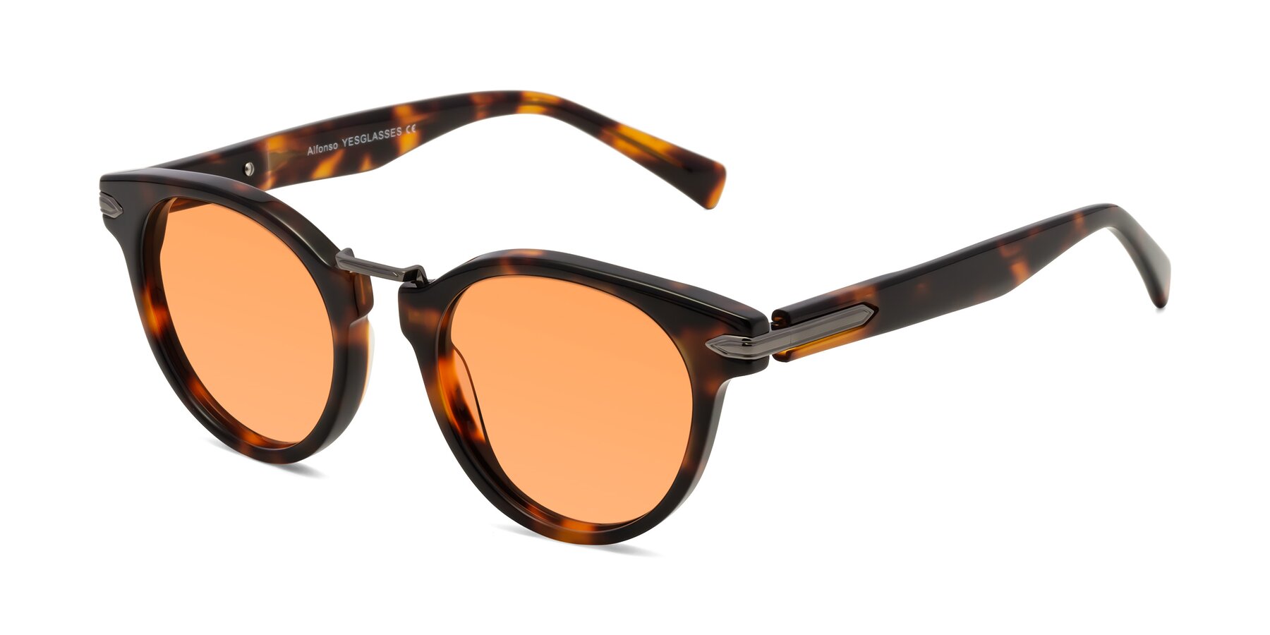 Angle of Alfonso in Tortoise with Medium Orange Tinted Lenses