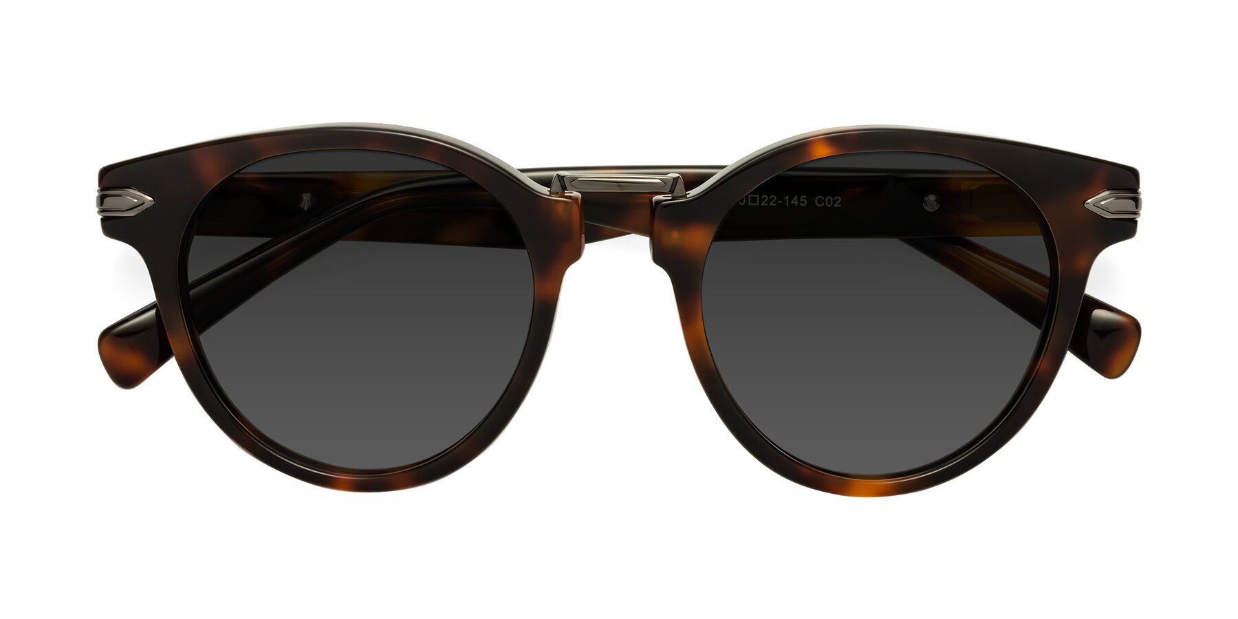 Folded Front of Alfonso in Tortoise with Gray Tinted Lenses