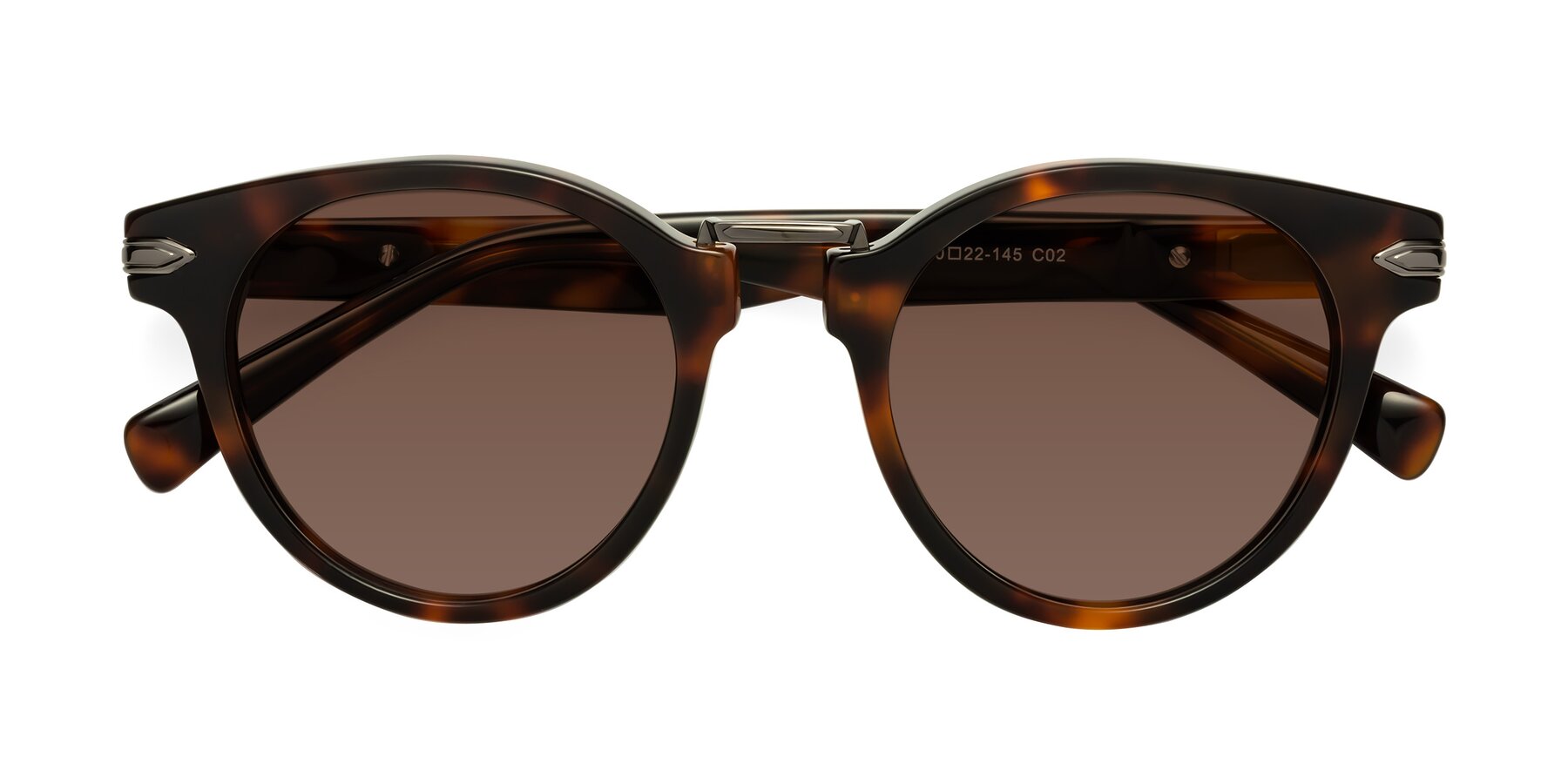 Folded Front of Alfonso in Tortoise with Brown Tinted Lenses
