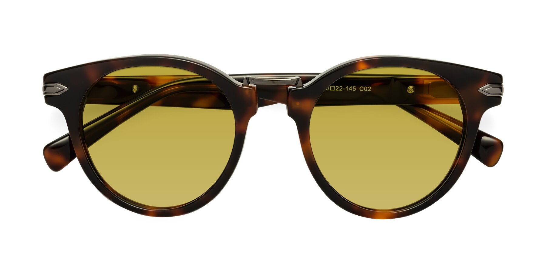Folded Front of Alfonso in Tortoise with Champagne Tinted Lenses
