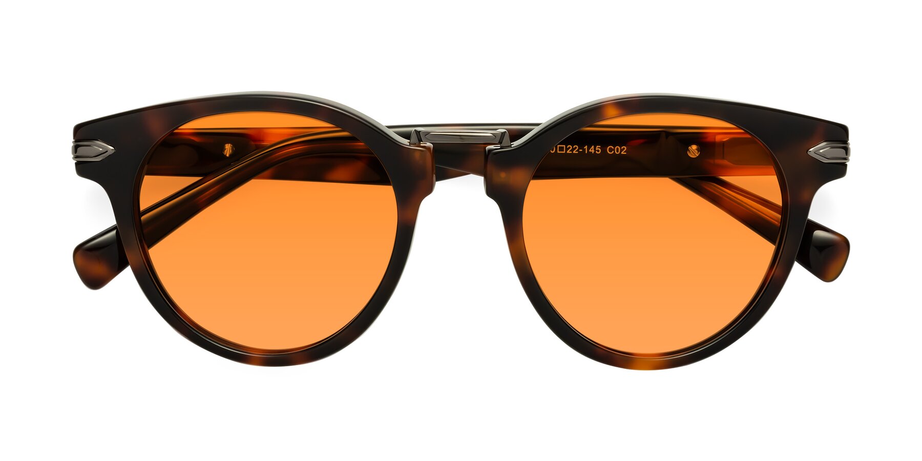 Folded Front of Alfonso in Tortoise with Orange Tinted Lenses