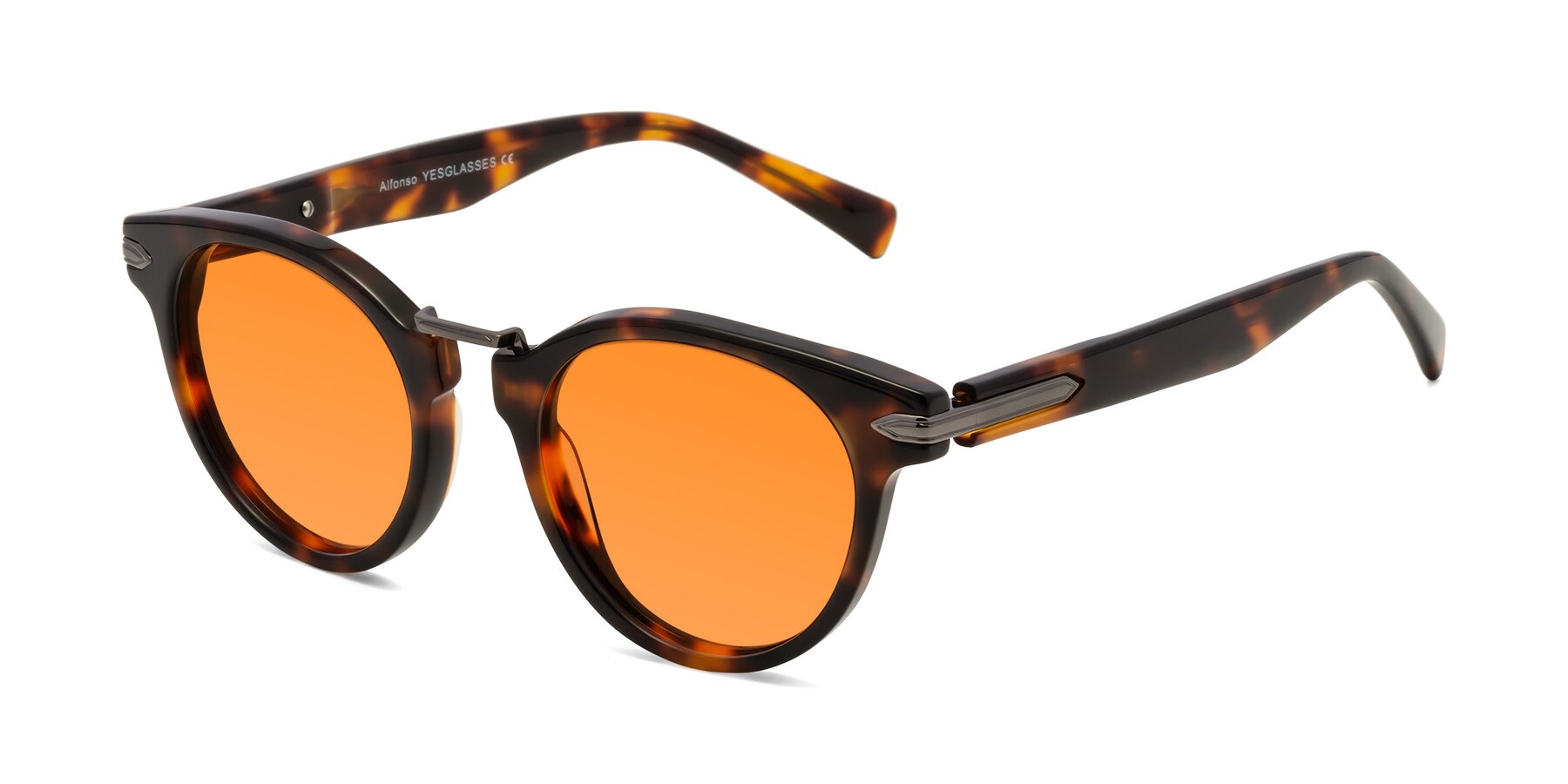 Angle of Alfonso in Tortoise with Orange Tinted Lenses