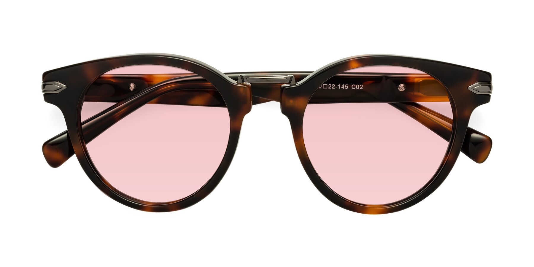 Folded Front of Alfonso in Tortoise with Light Garnet Tinted Lenses