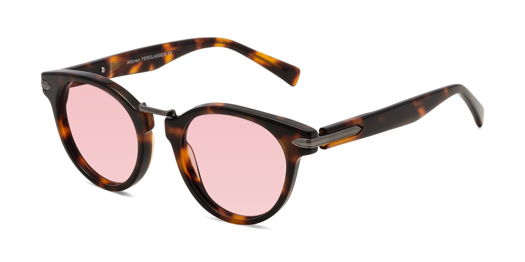 Angle of Alfonso in Tortoise with Light Garnet Tinted Lenses