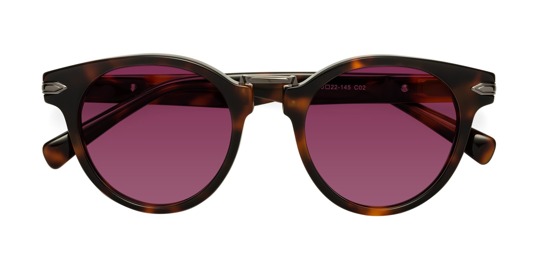 Folded Front of Alfonso in Tortoise with Wine Tinted Lenses