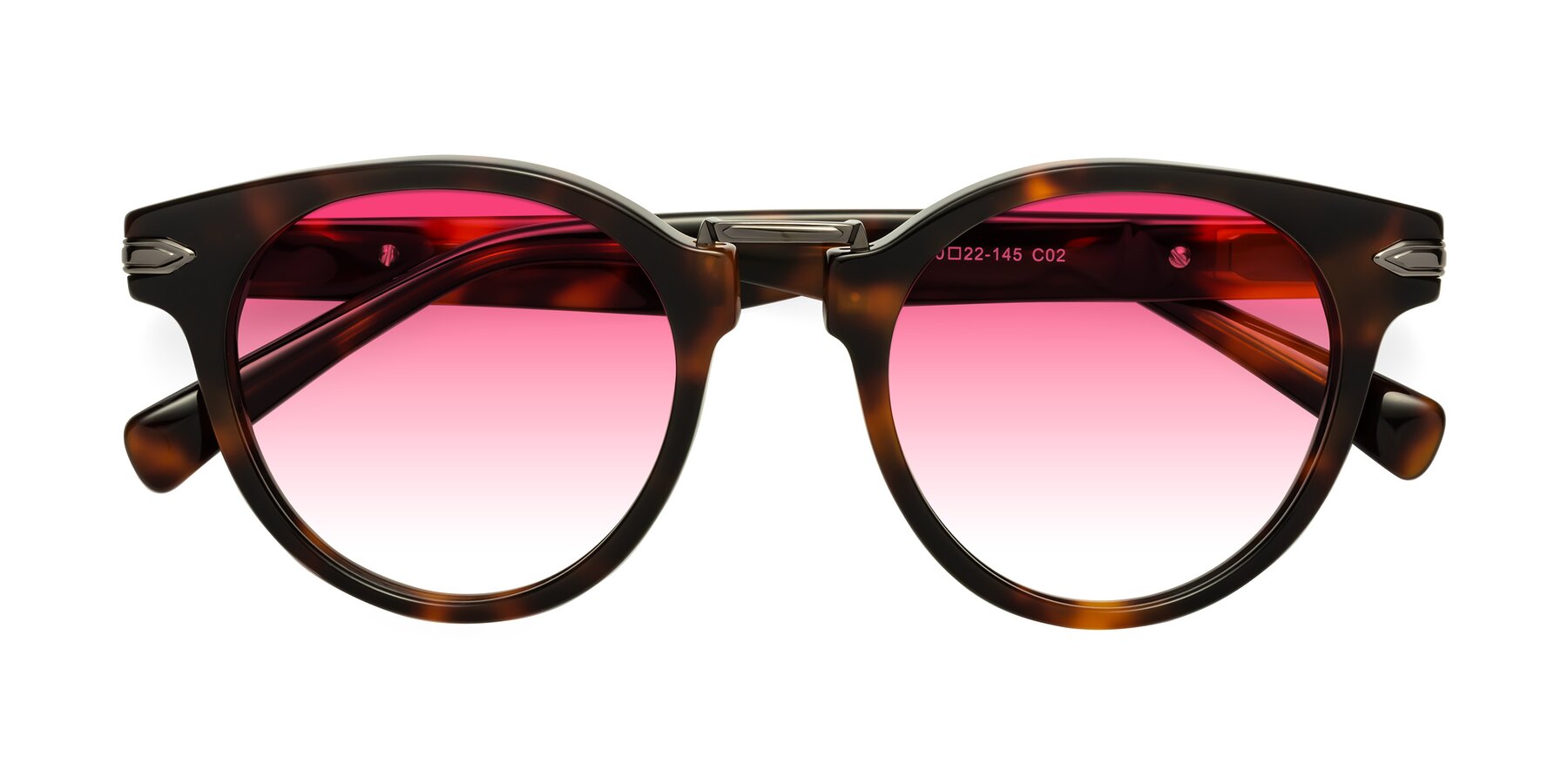 Folded Front of Alfonso in Tortoise with Pink Gradient Lenses