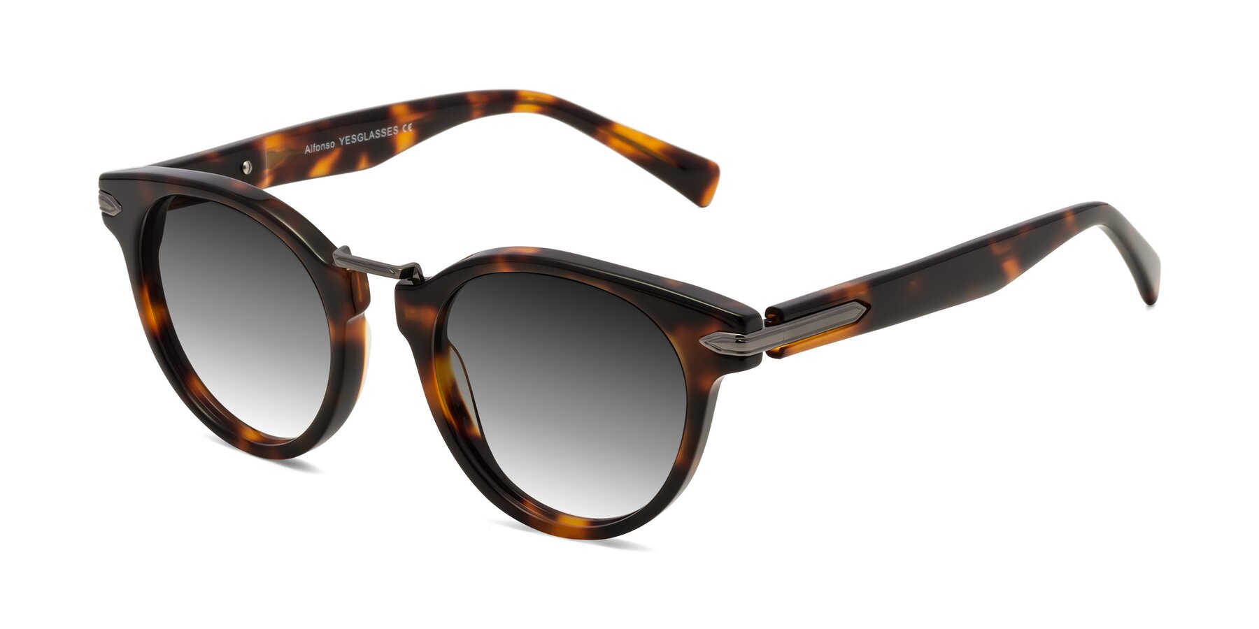 Angle of Alfonso in Tortoise with Gray Gradient Lenses