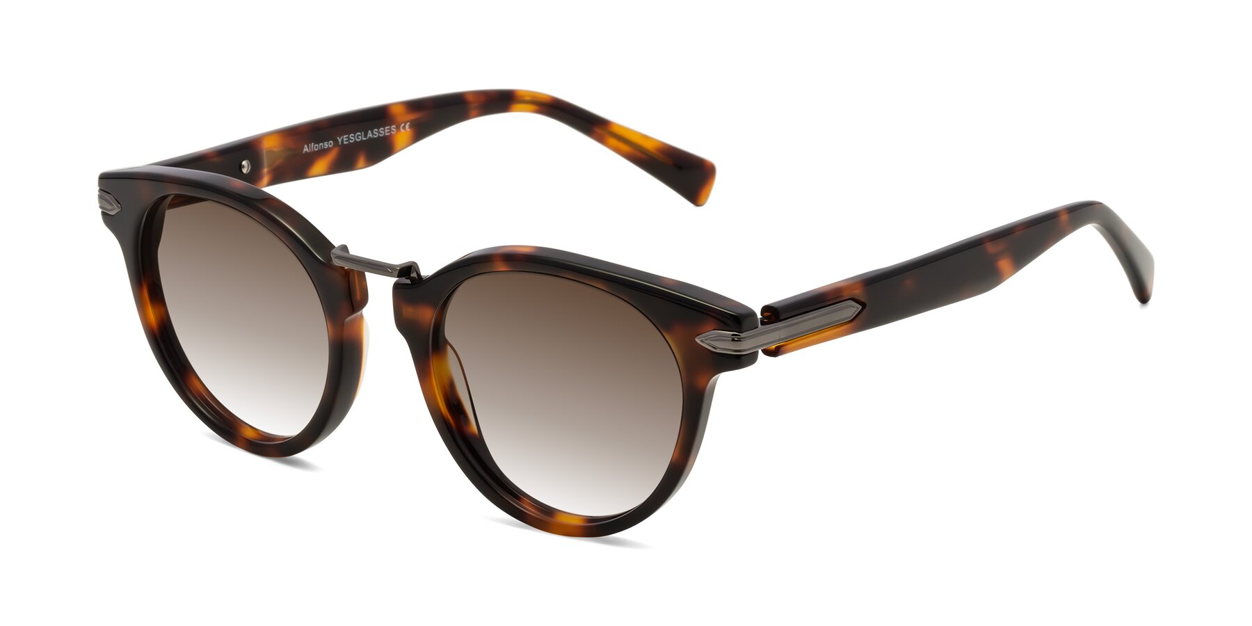 Angle of Alfonso in Tortoise with Brown Gradient Lenses