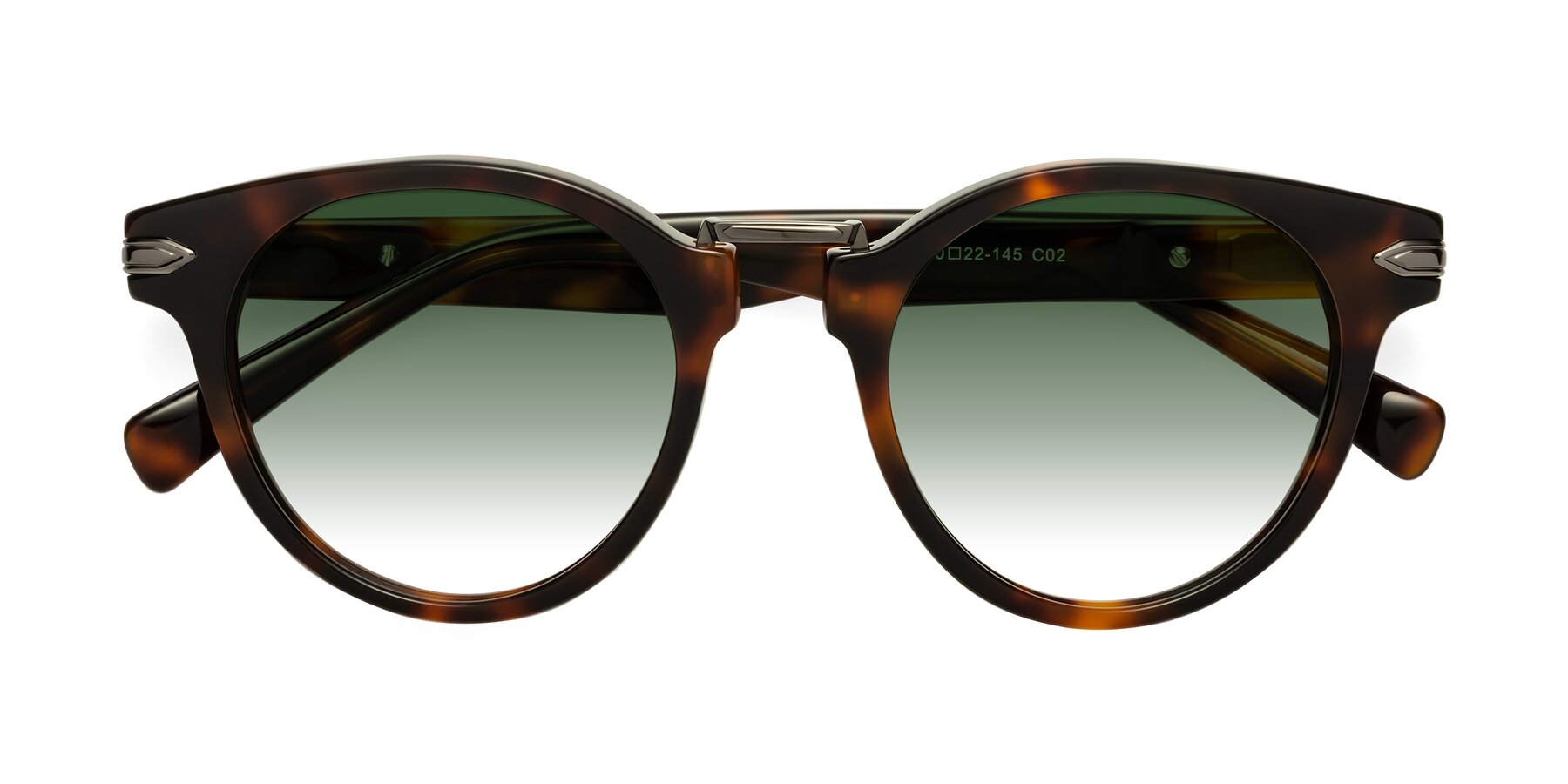 Folded Front of Alfonso in Tortoise with Green Gradient Lenses