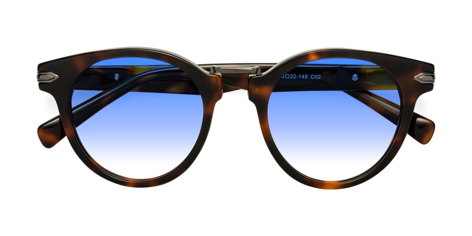 Folded Front of Alfonso in Tortoise with Blue Gradient Lenses