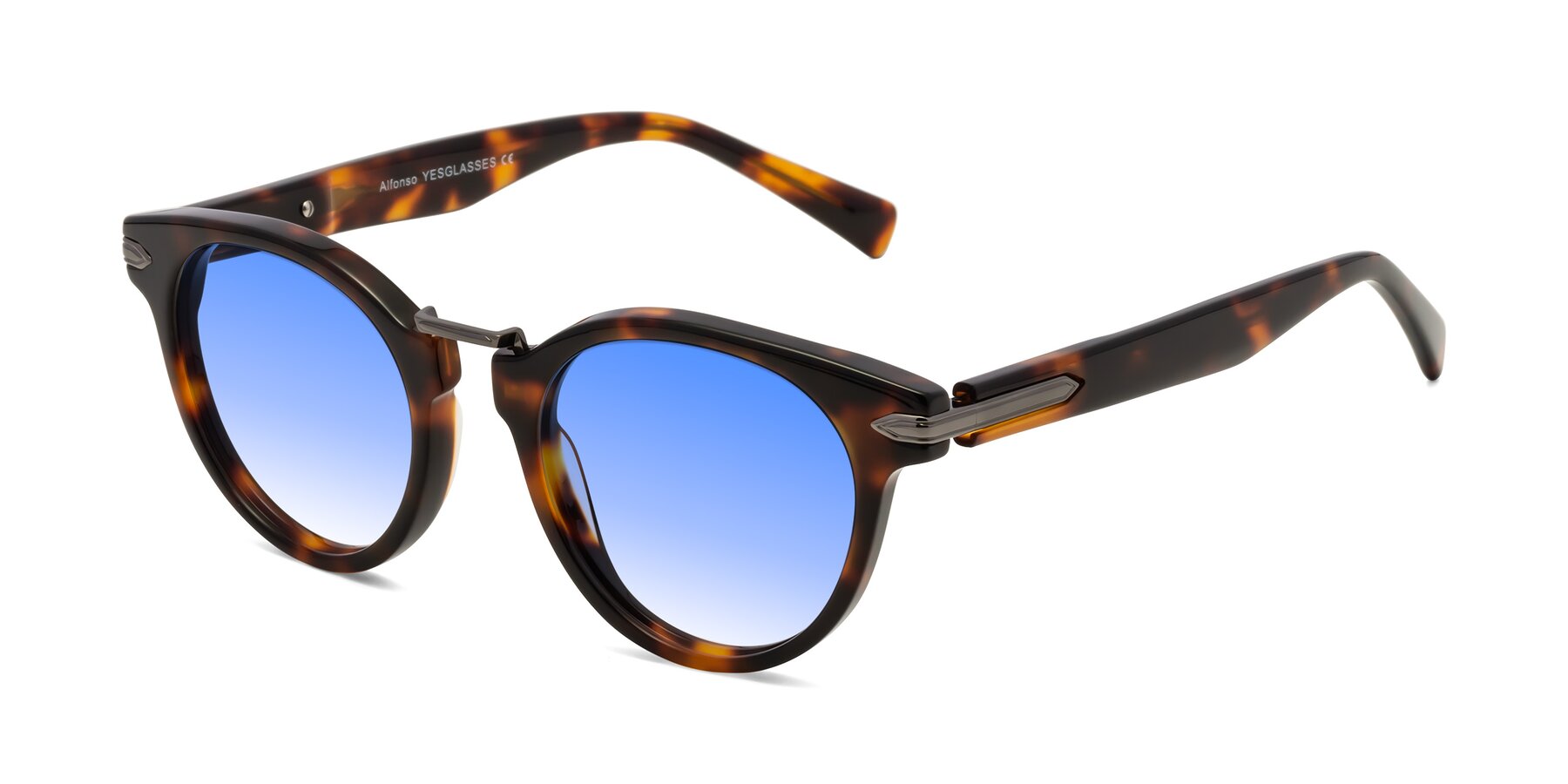 Angle of Alfonso in Tortoise with Blue Gradient Lenses