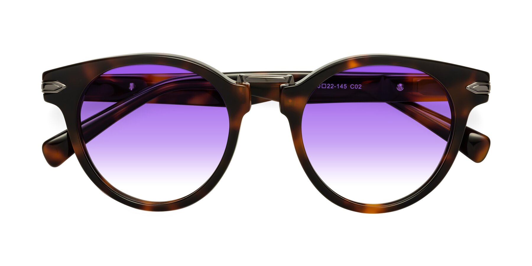 Folded Front of Alfonso in Tortoise with Purple Gradient Lenses