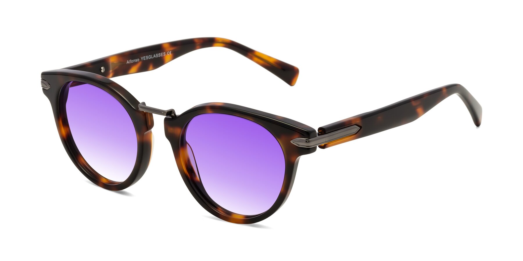 Angle of Alfonso in Tortoise with Purple Gradient Lenses