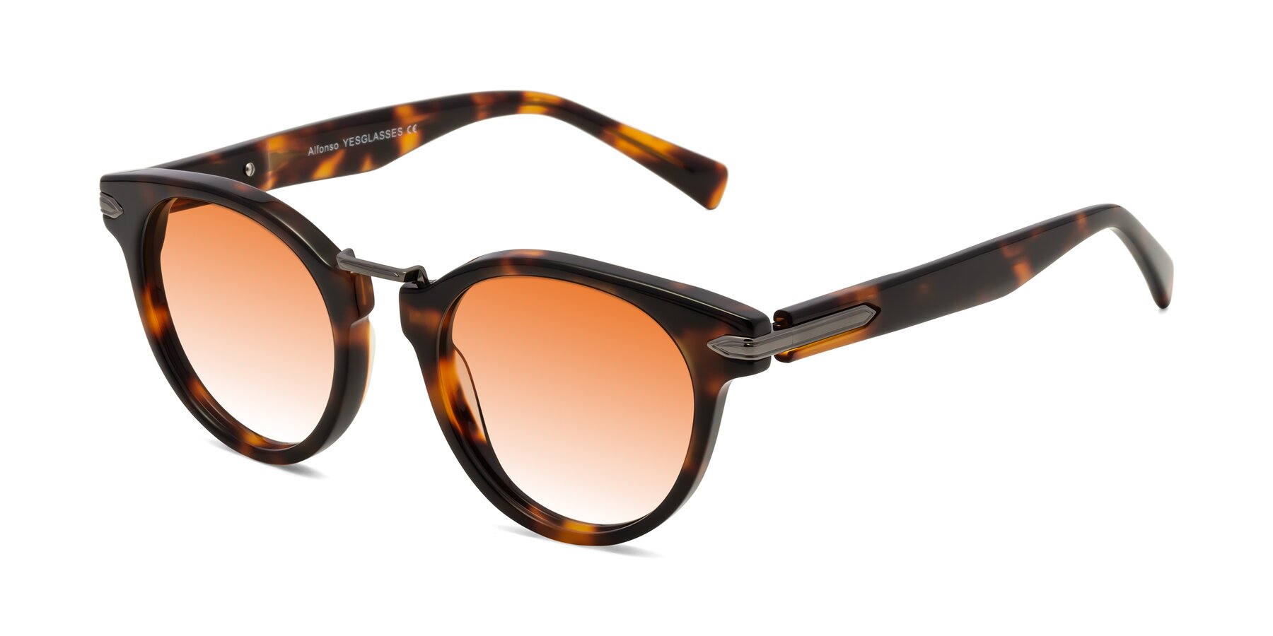 Angle of Alfonso in Tortoise with Orange Gradient Lenses