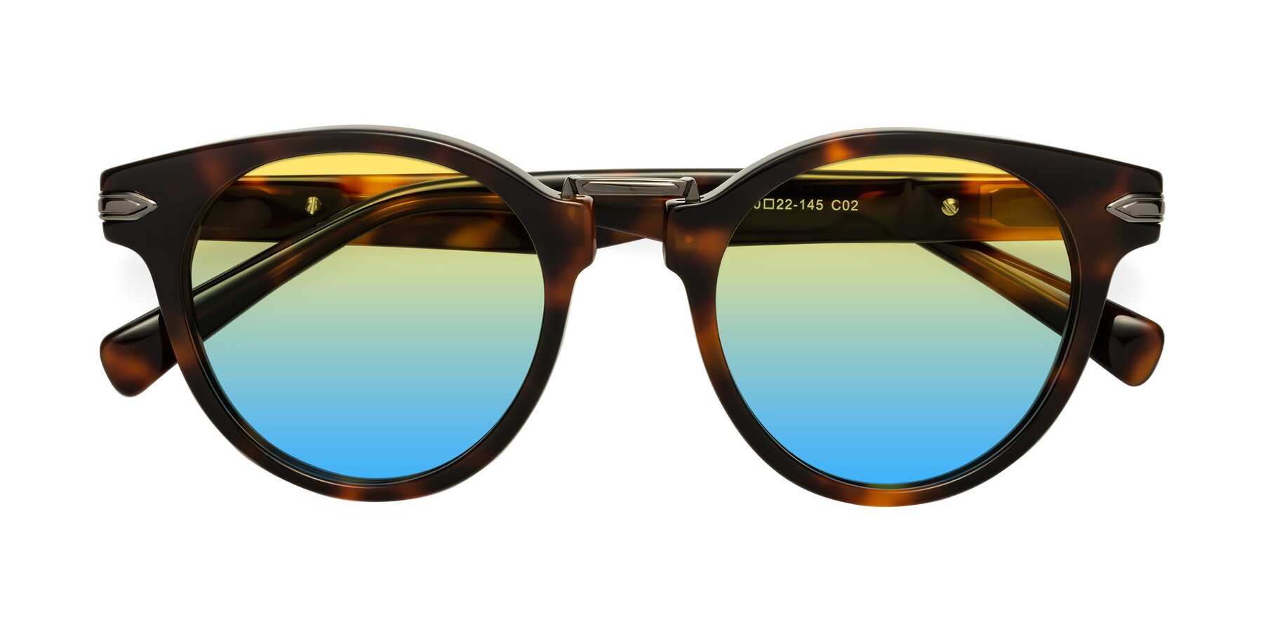Folded Front of Alfonso in Tortoise with Yellow / Blue Gradient Lenses