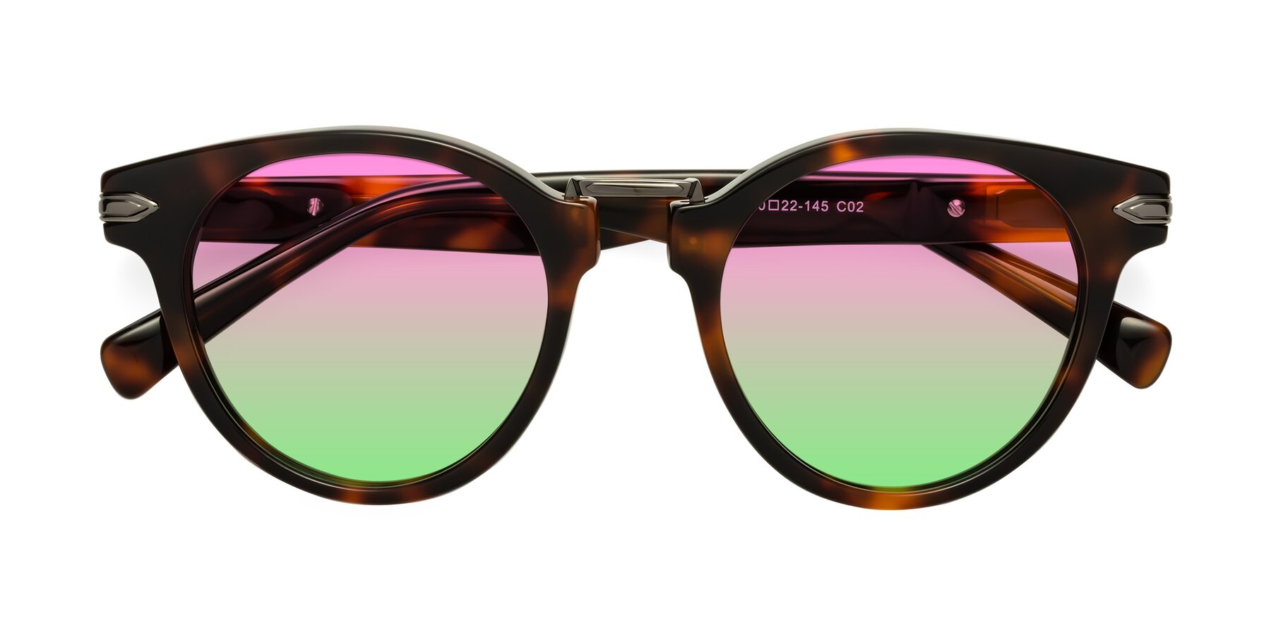 Folded Front of Alfonso in Tortoise with Pink / Green Gradient Lenses