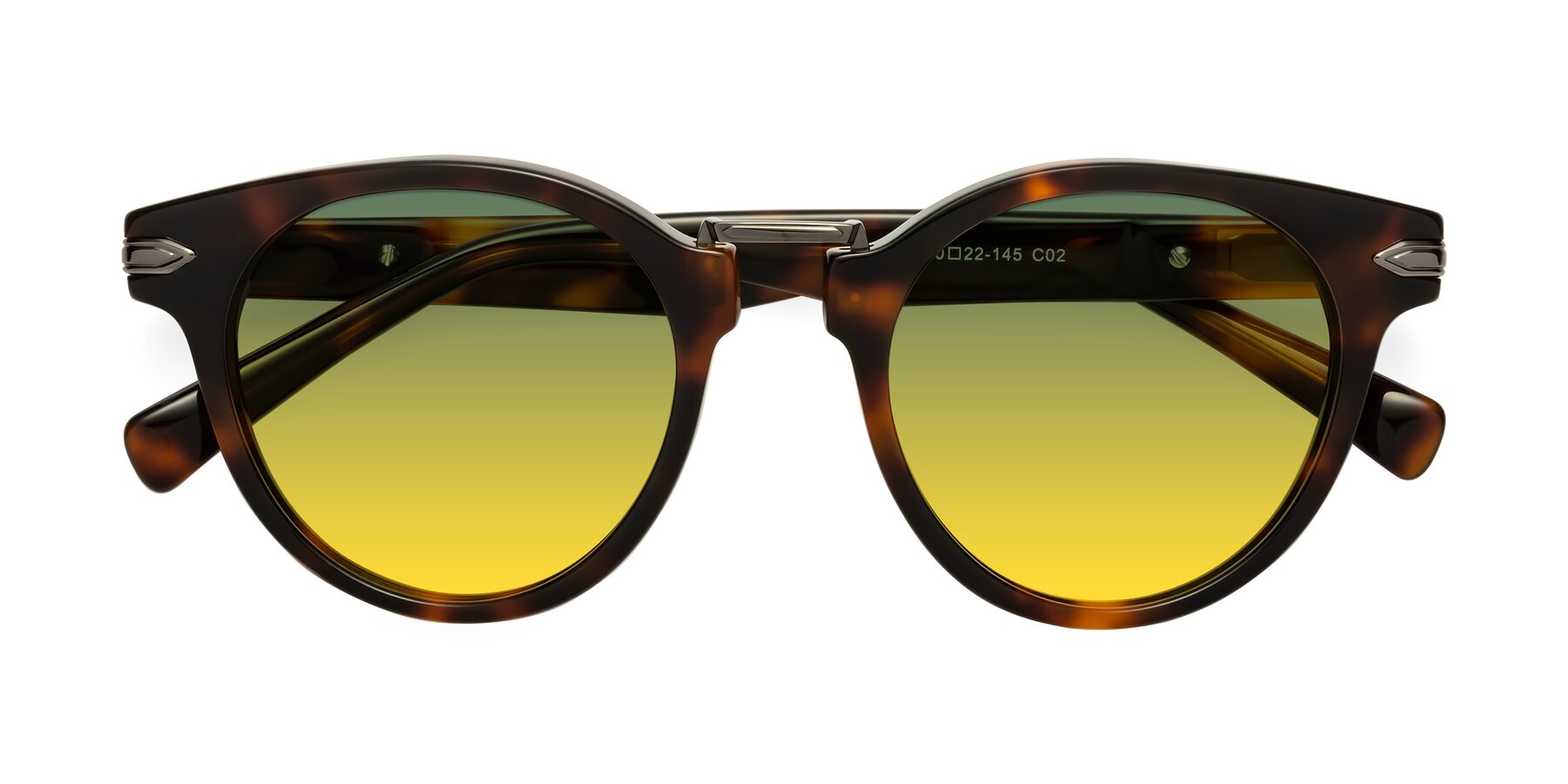 Folded Front of Alfonso in Tortoise with Green / Yellow Gradient Lenses