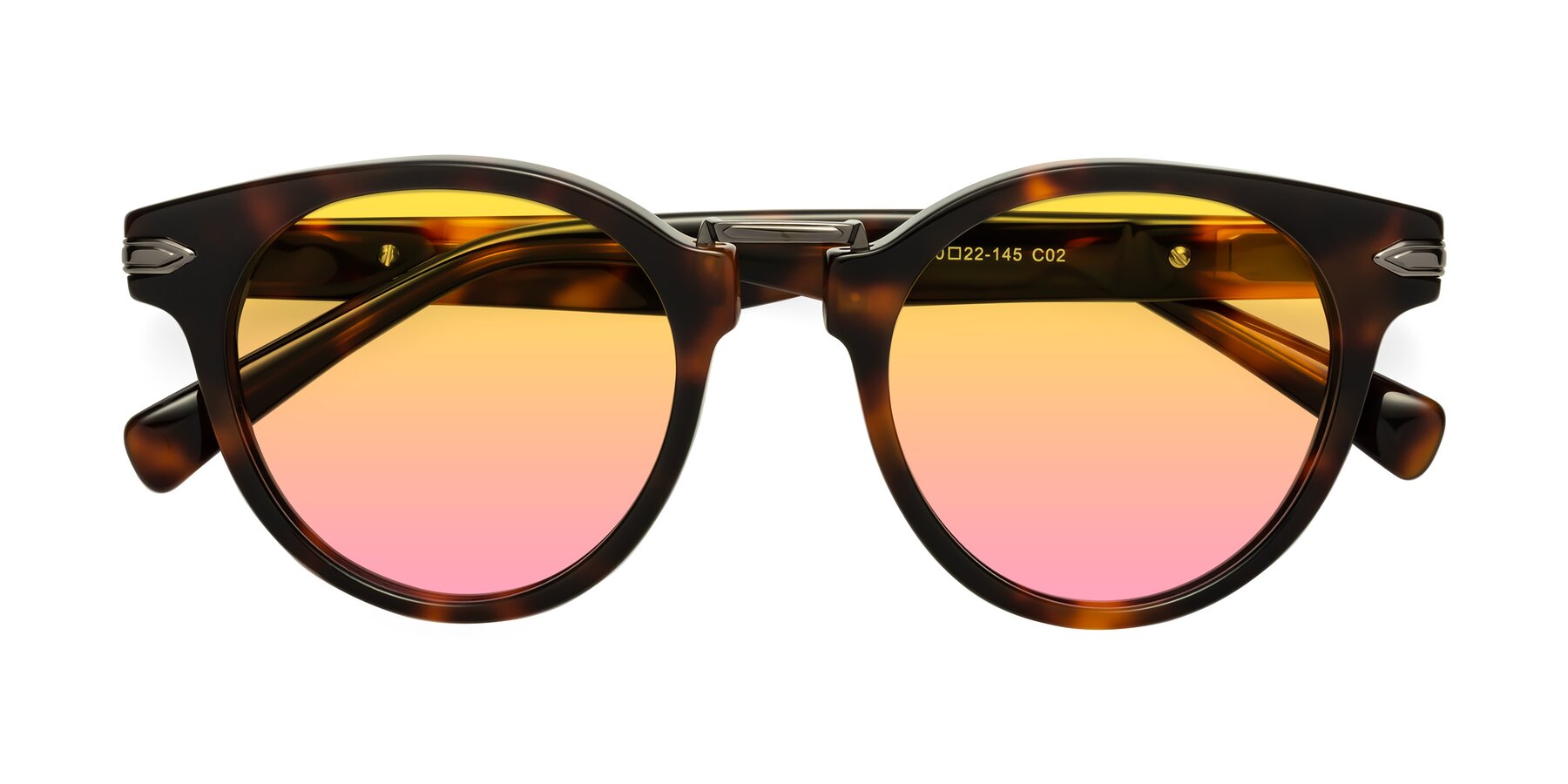 Folded Front of Alfonso in Tortoise with Yellow / Pink Gradient Lenses