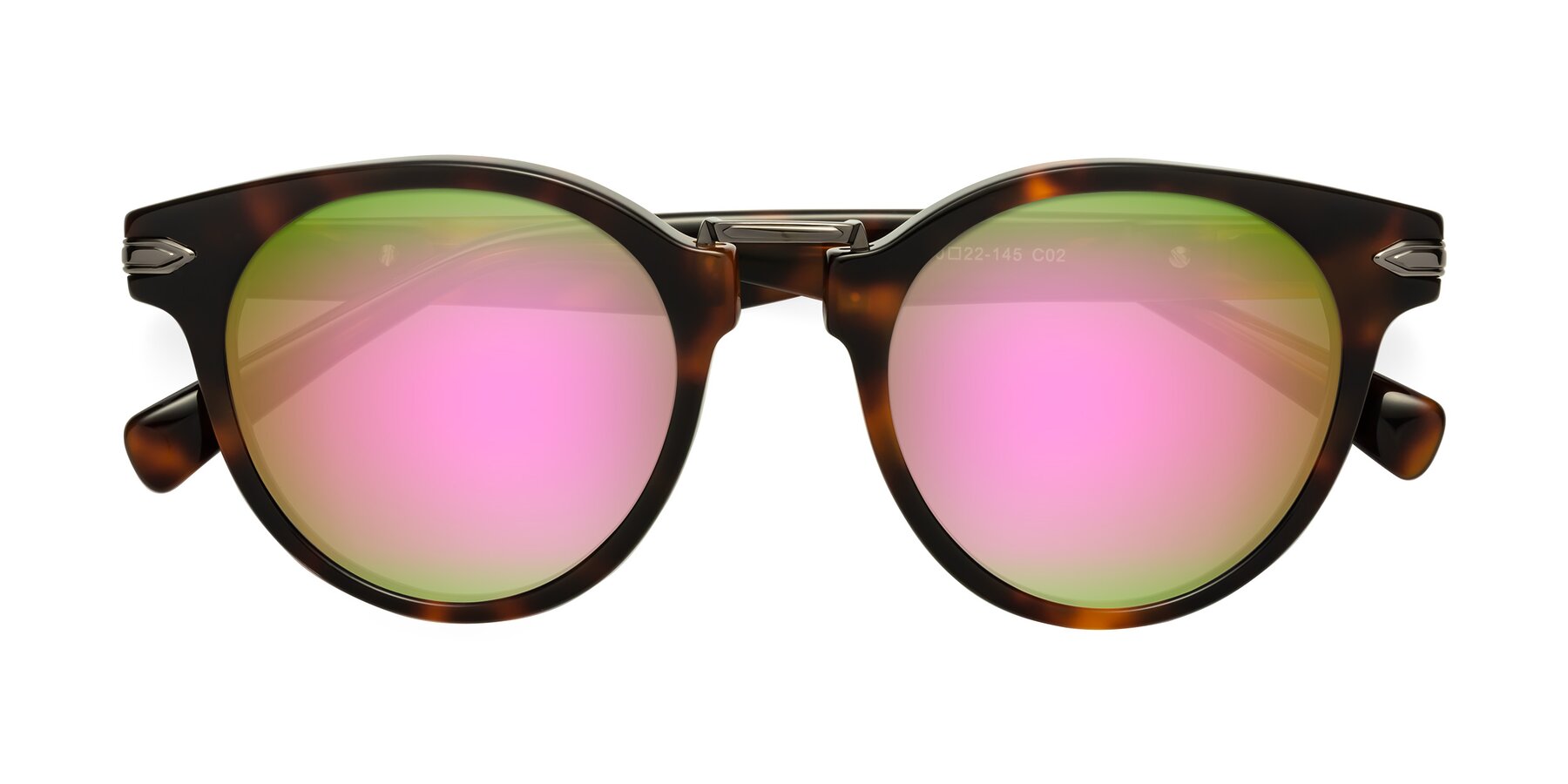 Folded Front of Alfonso in Tortoise with Pink Mirrored Lenses