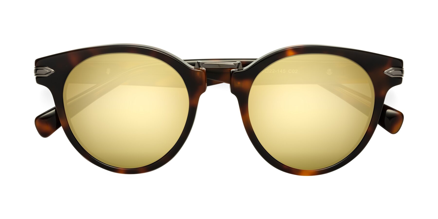 Folded Front of Alfonso in Tortoise with Gold Mirrored Lenses