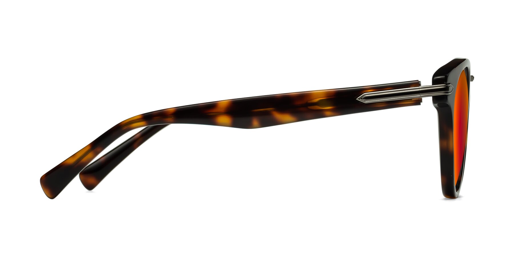 Side of Alfonso in Tortoise with Red Gold Mirrored Lenses