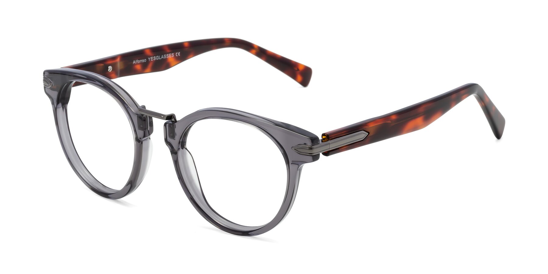 Angle of Alfonso in Gray /Tortoise with Clear Eyeglass Lenses