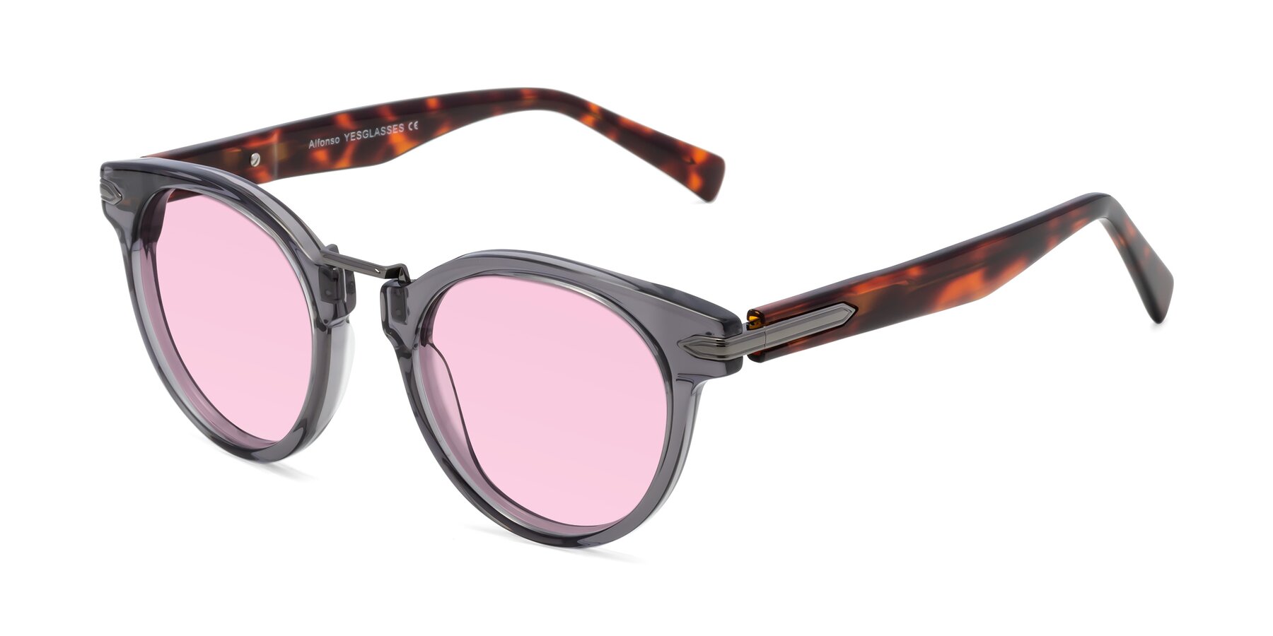 Angle of Alfonso in Gray /Tortoise with Light Pink Tinted Lenses