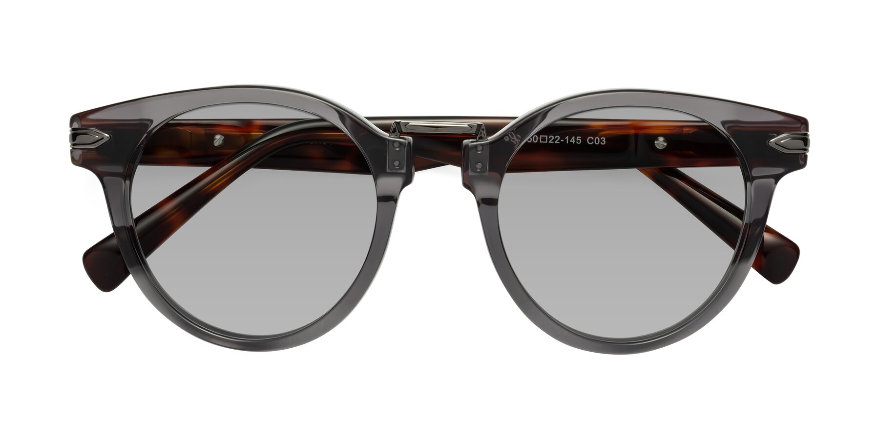 Folded Front of Alfonso in Gray /Tortoise with Light Gray Tinted Lenses